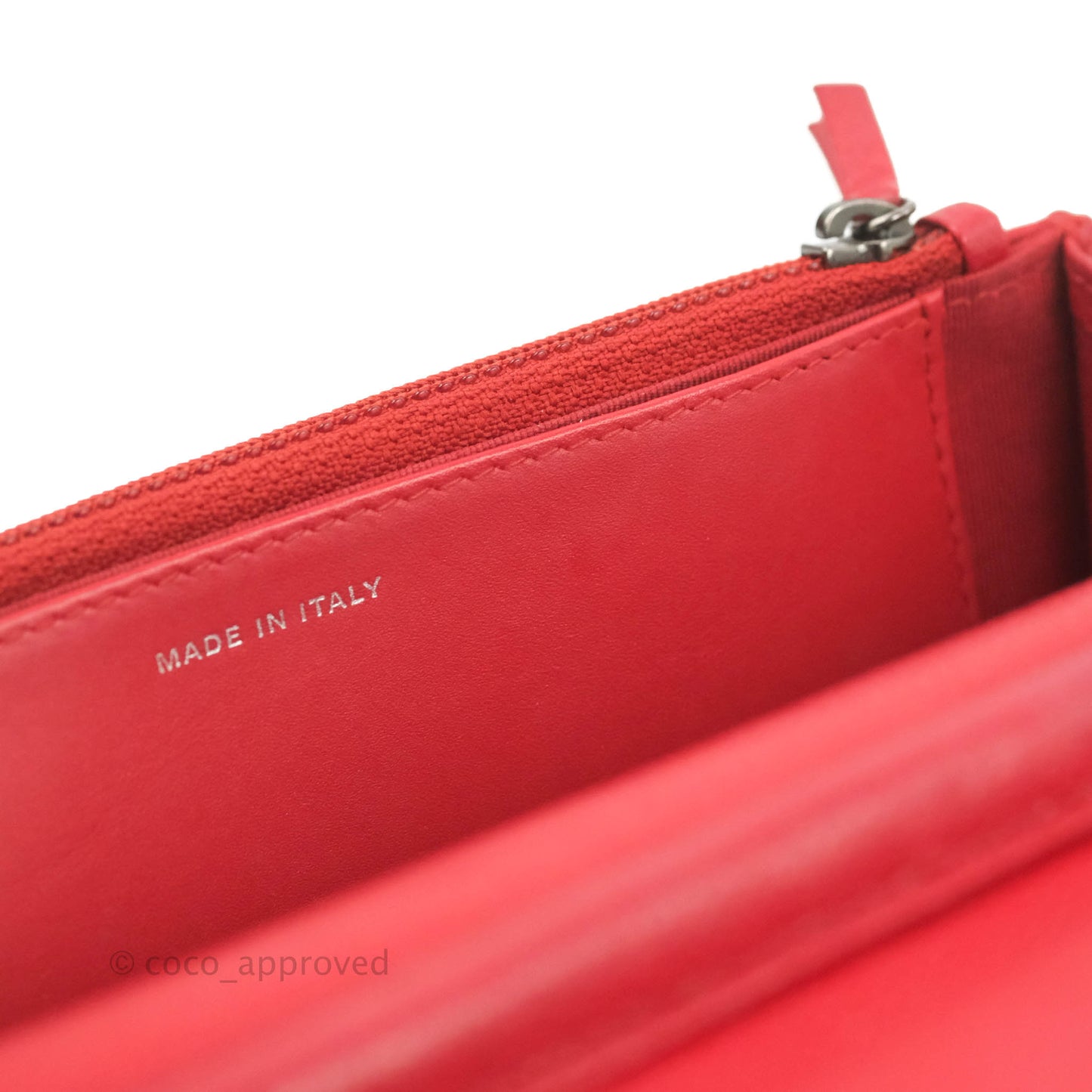Chanel Quilted Classic Wallet on Chain WOC Red Caviar Ruthenium Hardware