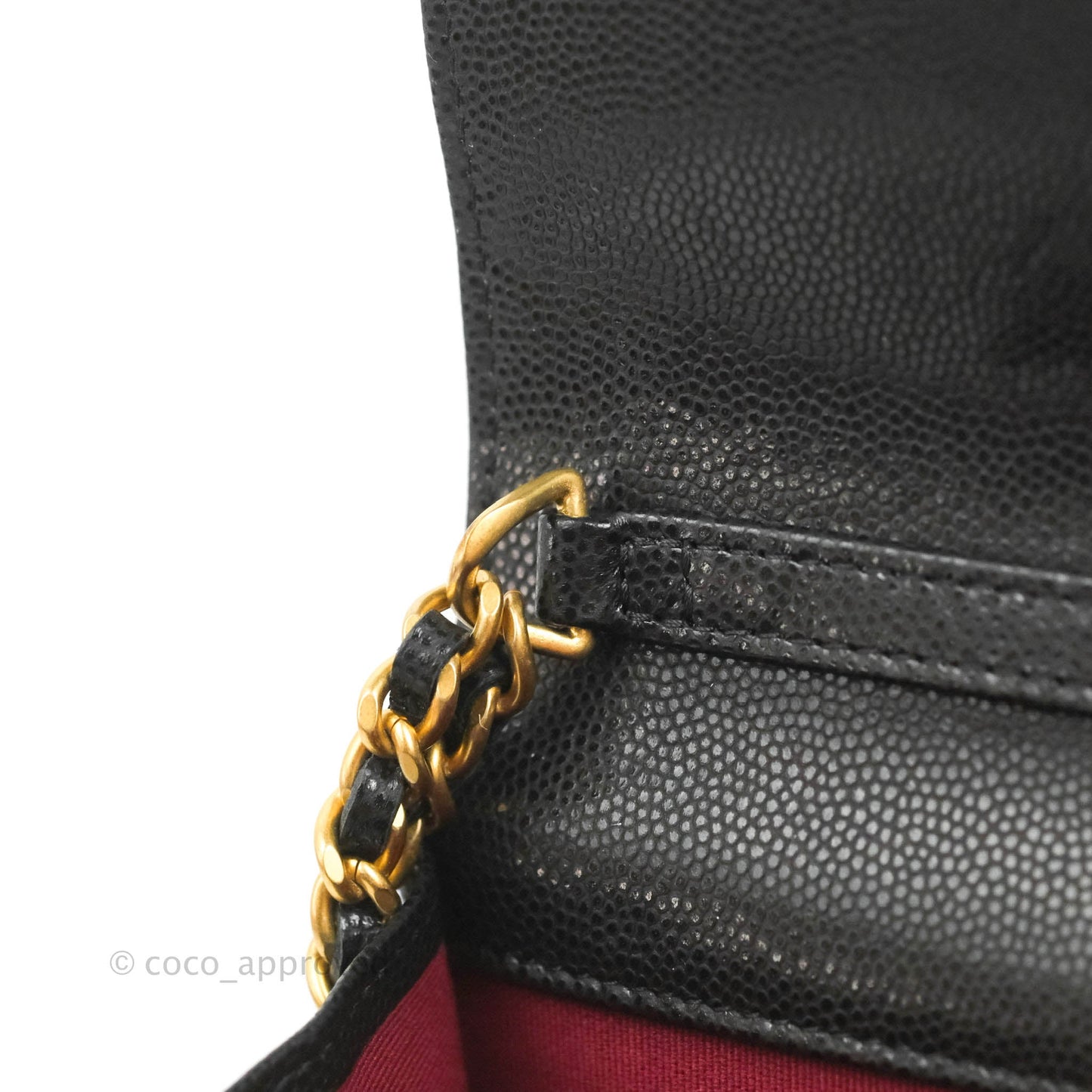 Chanel Quilted Gold CC Coin Wallet on Chain WOC Black Caviar Gold Hardware