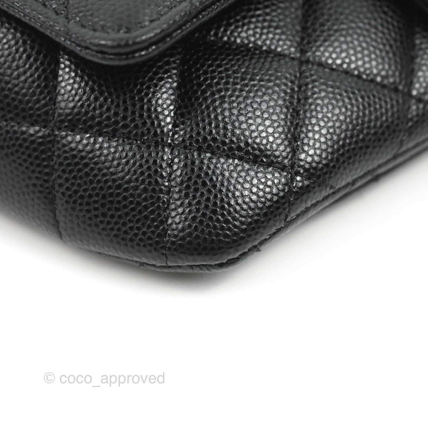 Chanel Quilted Case With Chain Black Caviar Gold Hardware