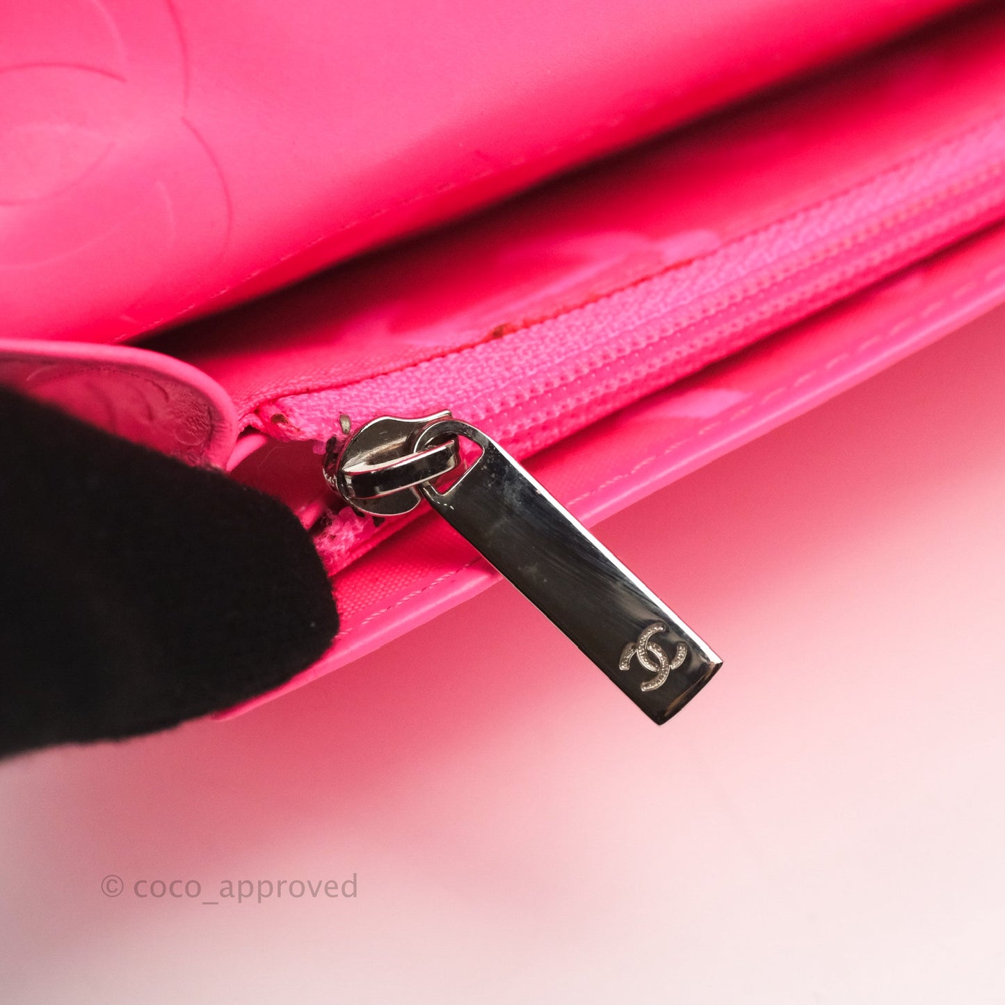 Chanel Quilted Cambon Yen Wallet Black Calfskin Silver Hardware