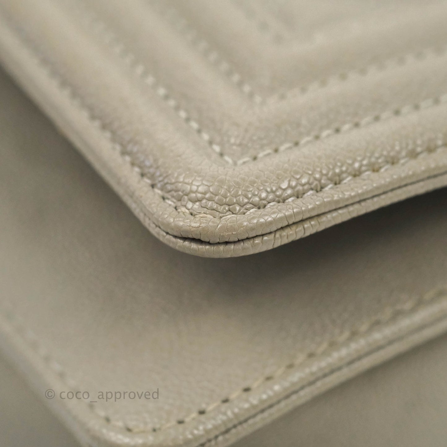 Chanel Quilted Medium Boy Etoupe Grey Caviar Silver Hardware