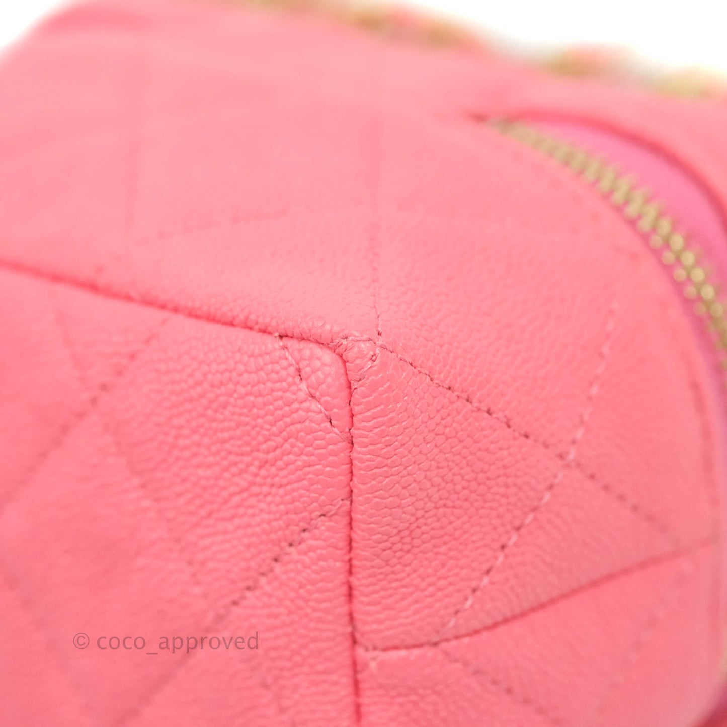 Chanel Quilted Mini Top Handle Vanity With Chain Pink Caviar Aged Gold Hardware