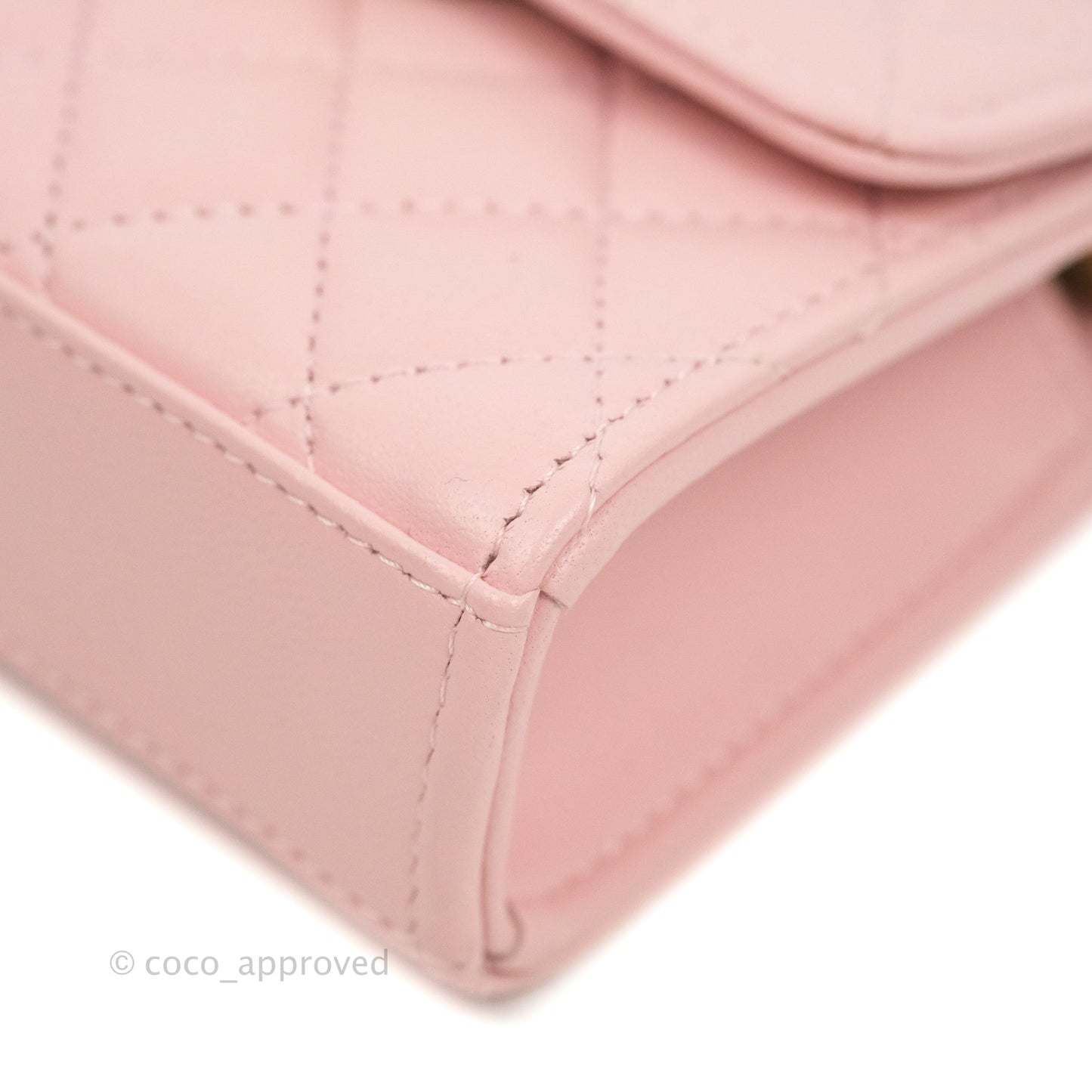 Chanel Mini Enamel Handle Clutch on Chain Pink Lambskin Gold Hardware 22B