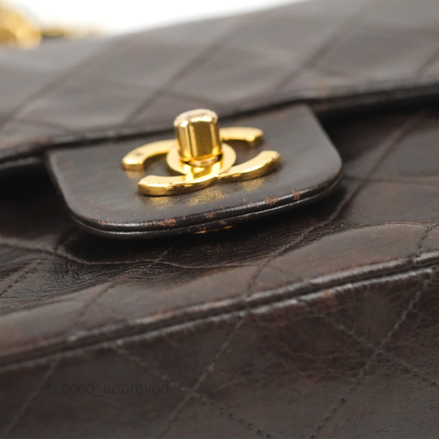 Chanel Vintage Small Classic Flap Brown Lambskin 24K Gold Hardware