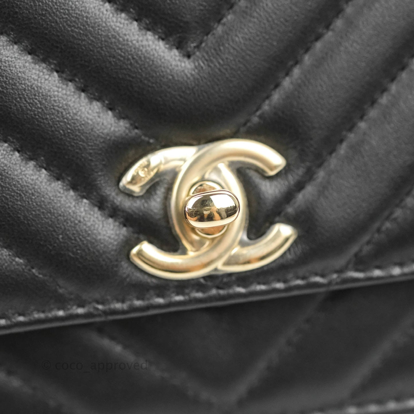 Chanel Trendy CC WOC Wallet on Chain Chevron Black Lambskin Gold Hardware