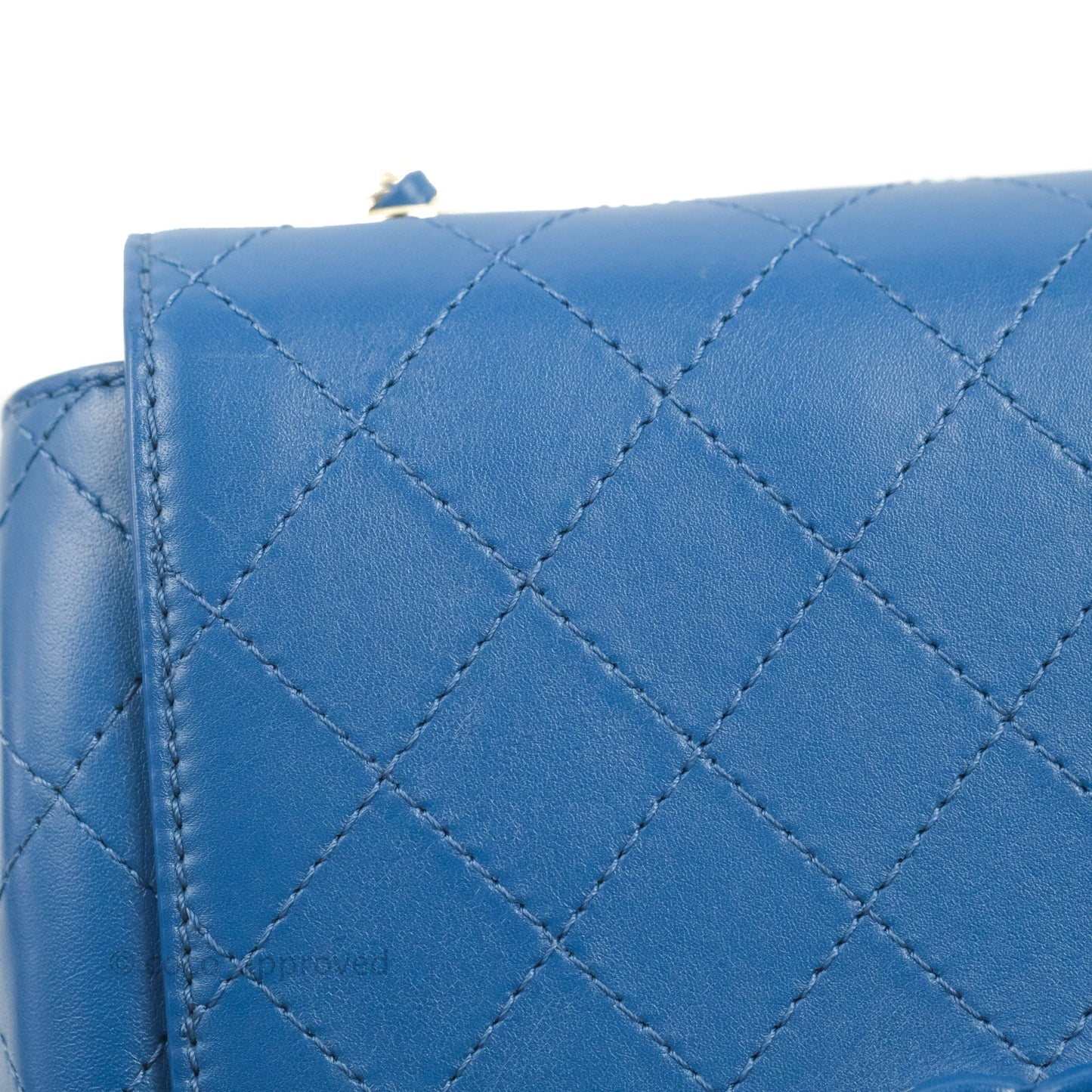Chanel Blue Quilted Leather Small Frame In Flap Bag