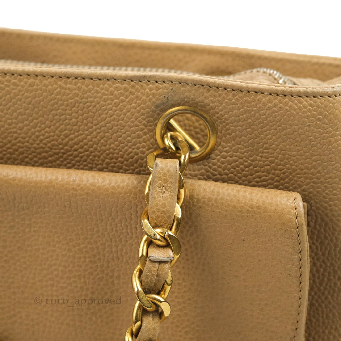 Chanel Vintage Tote Beige Caviar 24K Gold Hardware