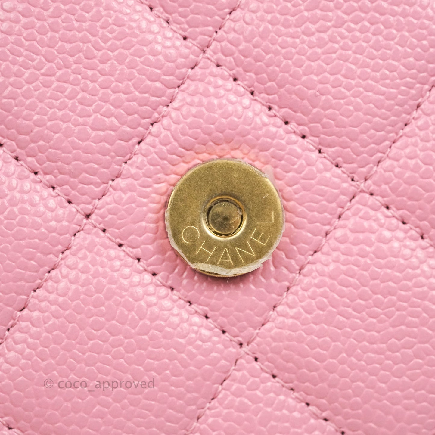Chanel Top Handle Wallet On Chain WOC Pink Caviar Gold Hardware 22S