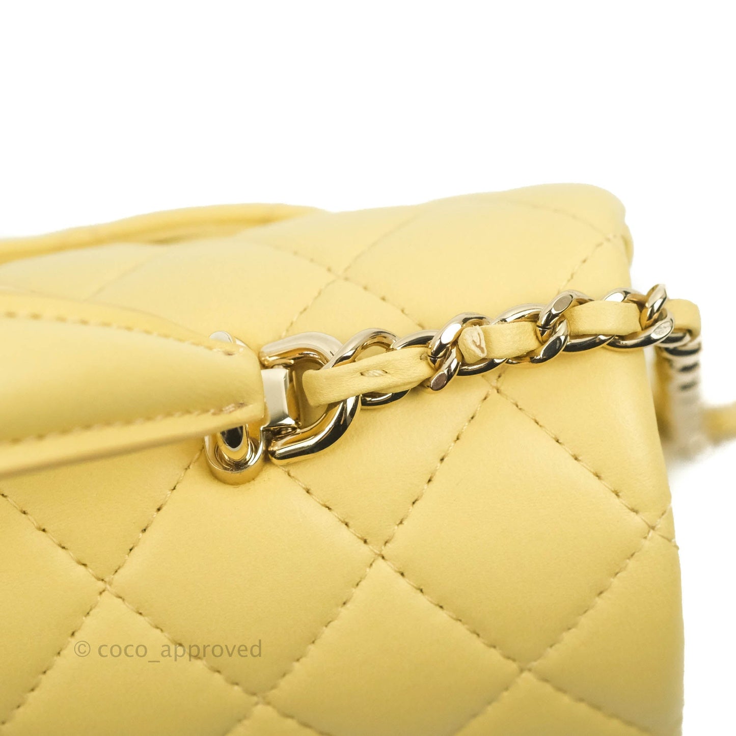Chanel Top Handle Mini Rectangular Flap Bag Yellow Lambskin Gold Hardware