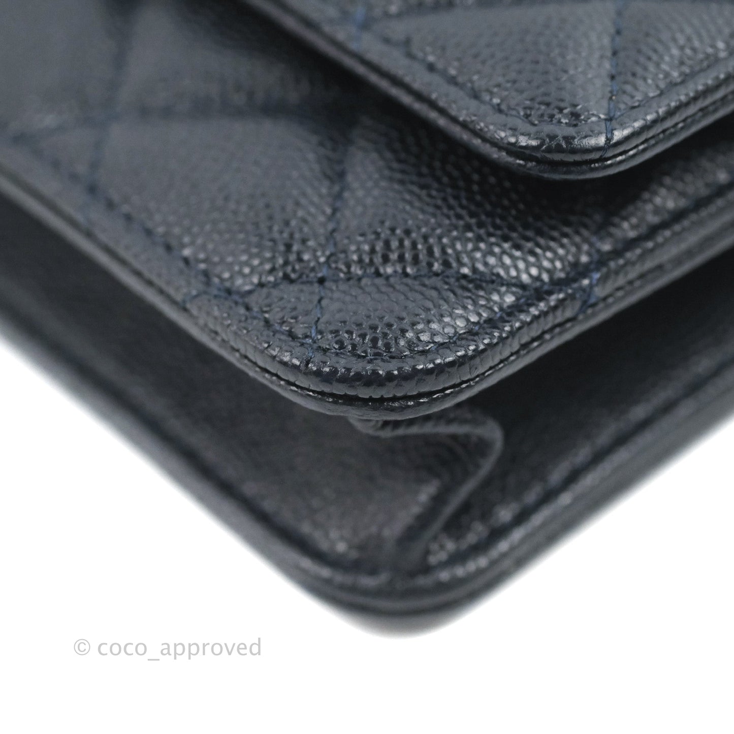 Chanel Quilted Classic Wallet on Chain WOC Navy Caviar Gold Hardware