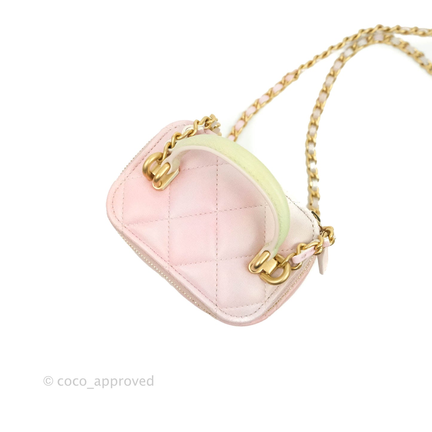 Chanel Mini Top Handle Vanity With Chain Rainbow Lambskin Aged Gold Hardware