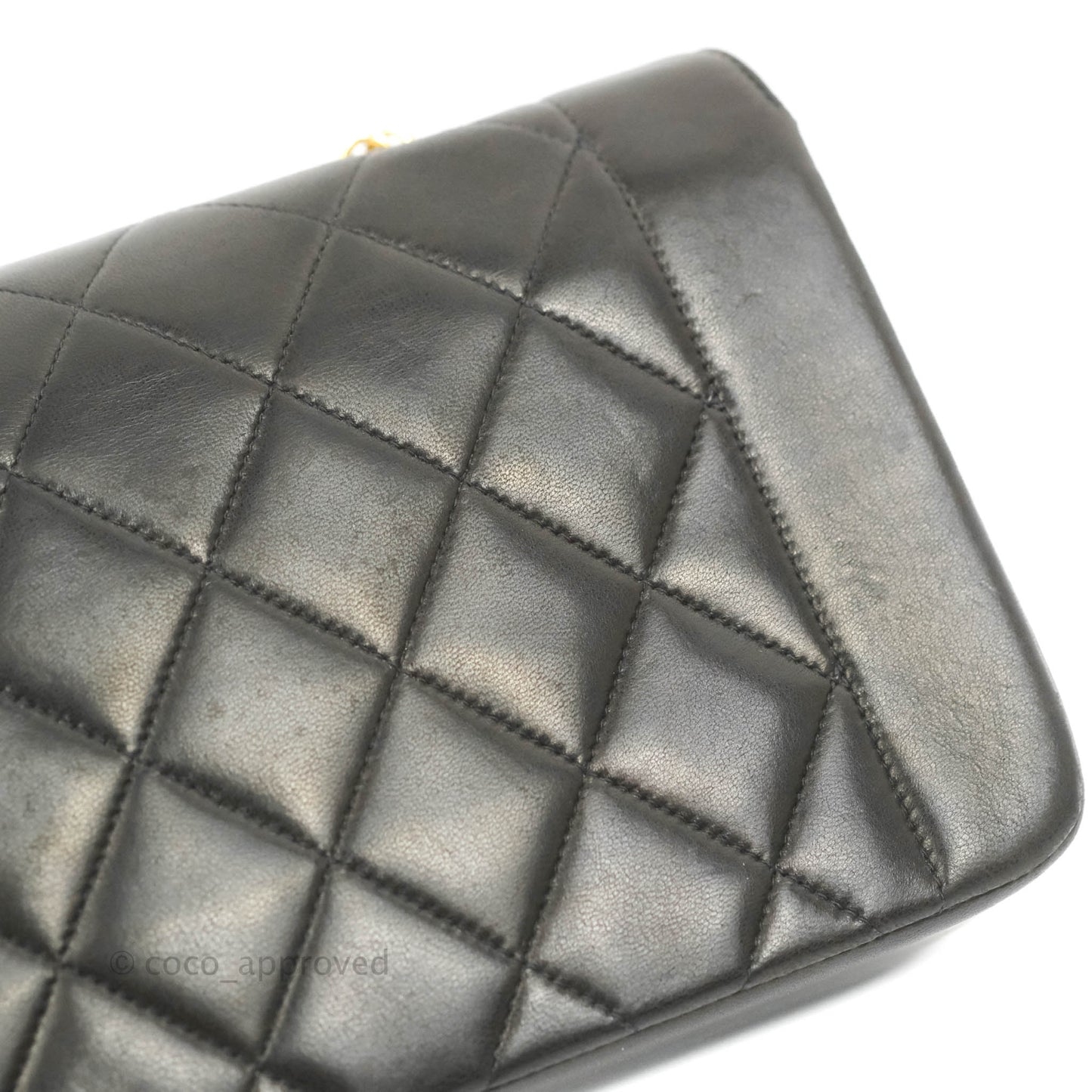 Chanel Vintage Small Quilted Classic Diana Flap Bag Black Lambskin 24K Gold Hardware