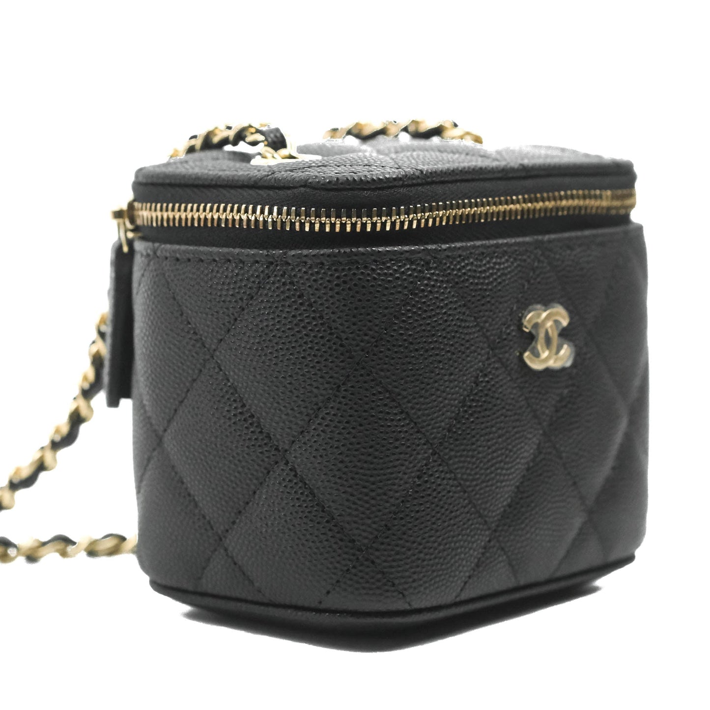 Chanel Mini Vanity With Chain Black Caviar Gold Hardware