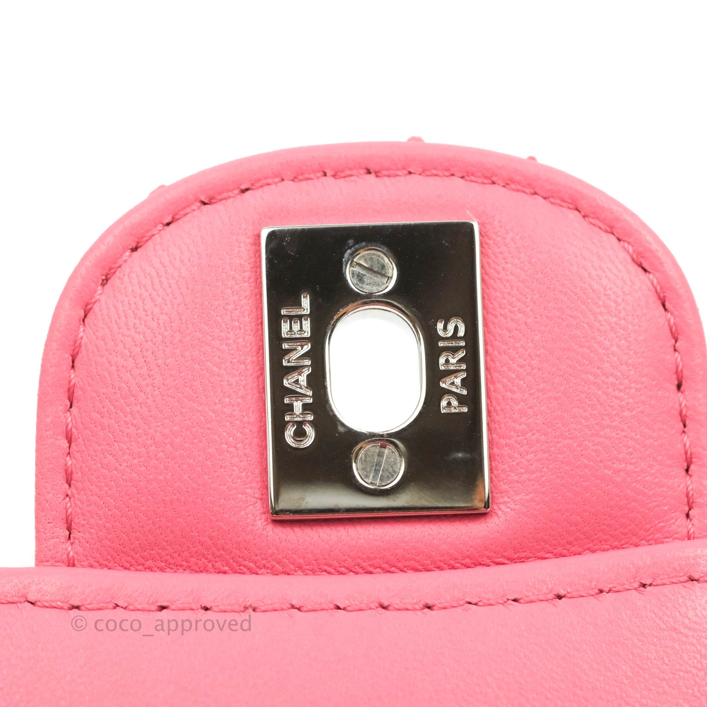 Chanel Quilted Mini Rectangular Python Pink Silver Hardware