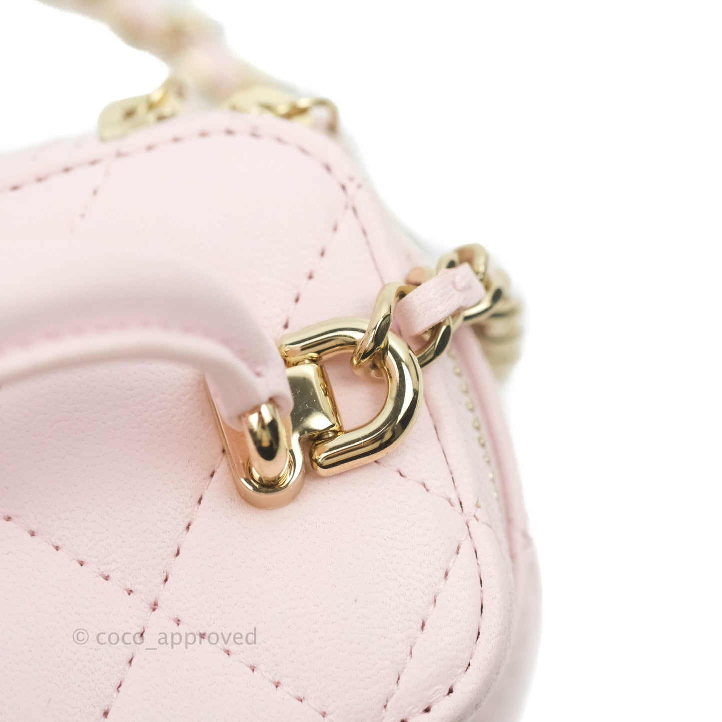 Chanel Mini Top Handle Vanity With Chain Light Pink Lambskin Gold Hardware