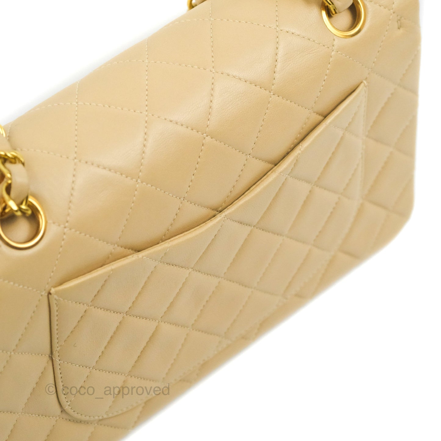 Chanel Classic Vintage Small Flap Beige Lambskin 24K Gold Hardware