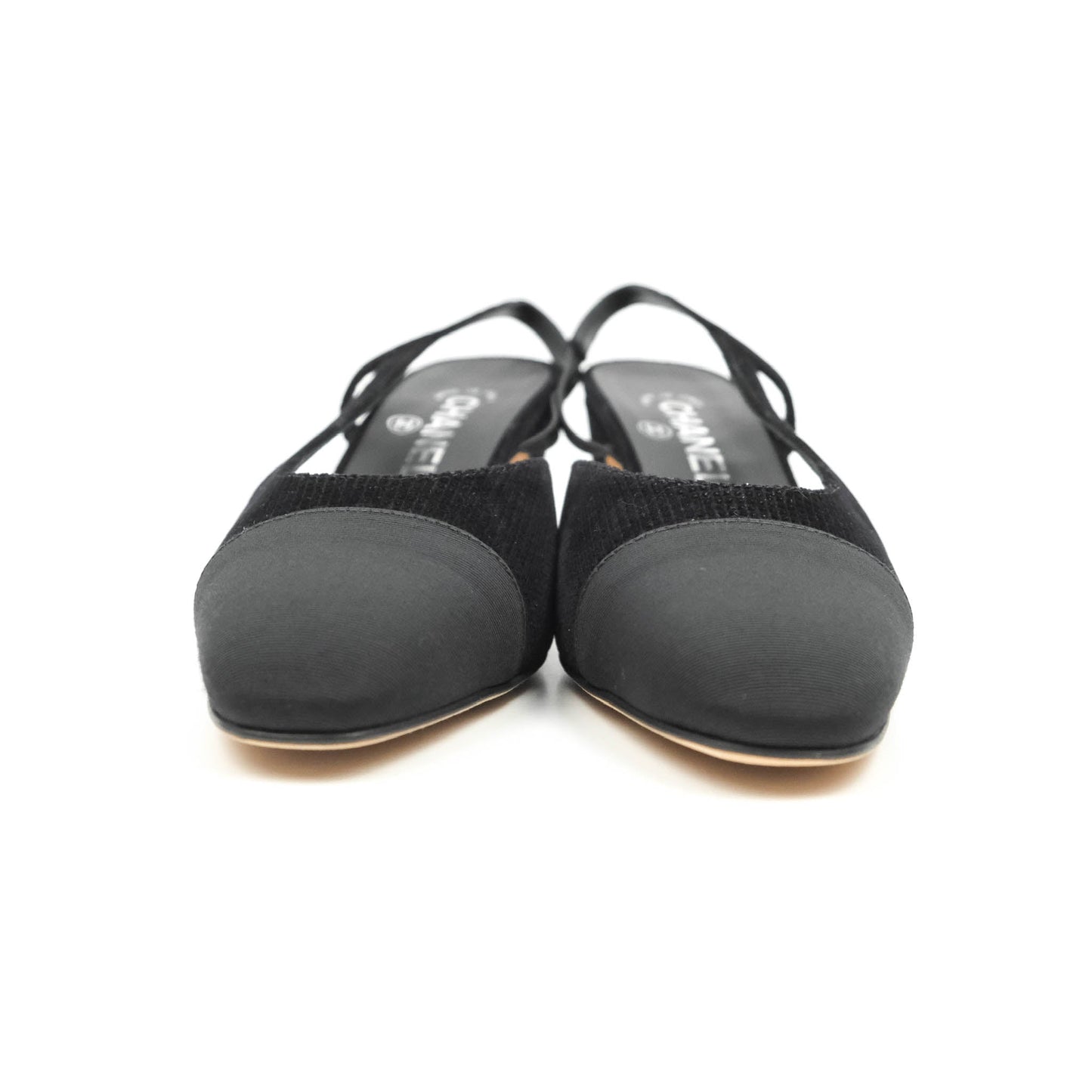 Chanel Classic Slingback Black Velvet Size 37.5C