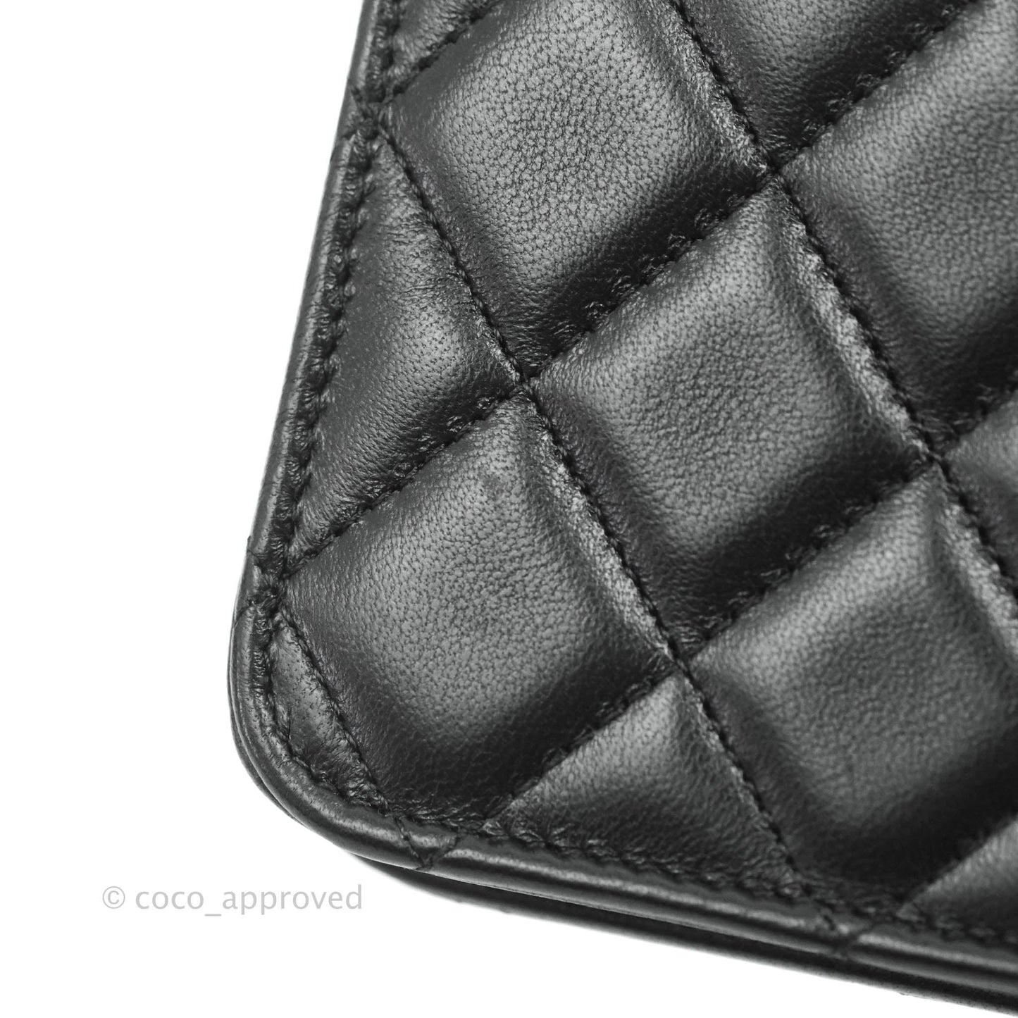Chanel Mini Handle Flap Coin Purse With Chain Black Lambskin Gold Hardware