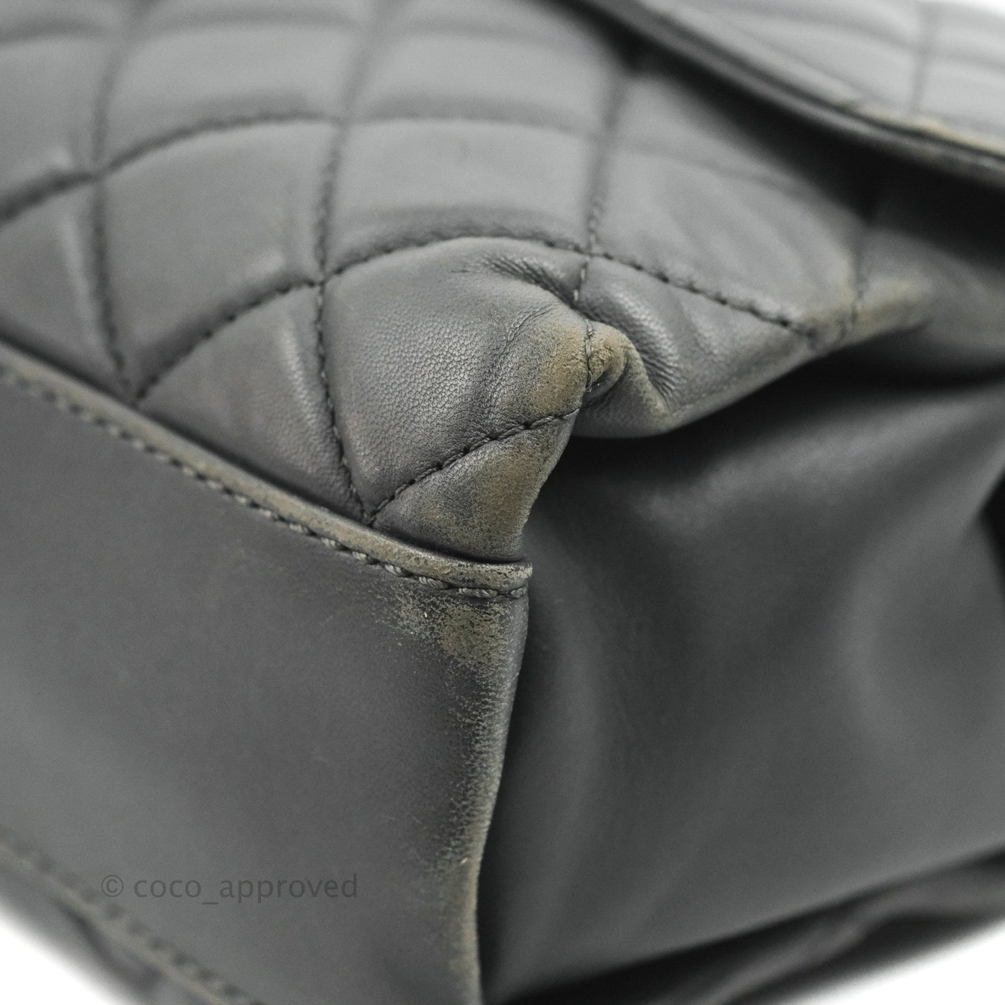 Chanel Quilted Jumbo Coco Loop Flap Dark Grey Lambskin Silver Hardware
