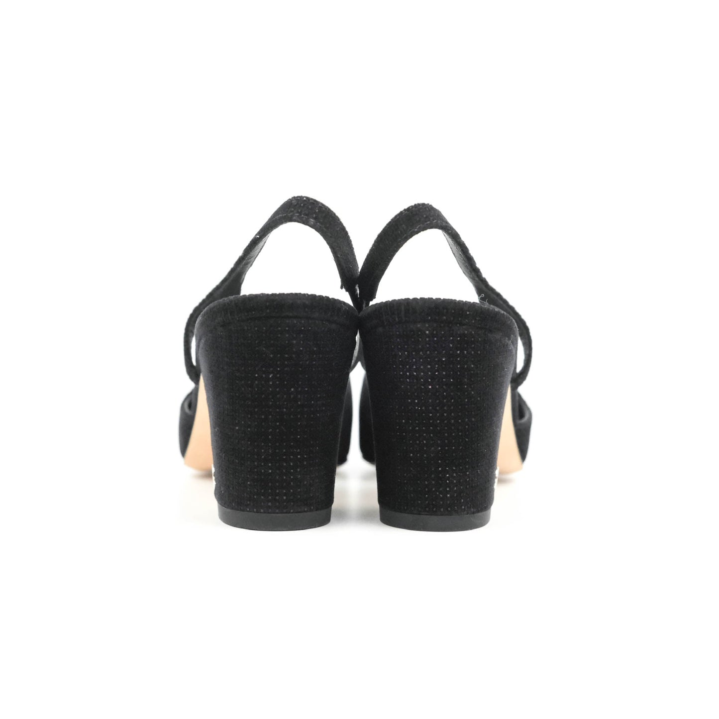 Chanel Classic Slingback Black Velvet Size 37.5C