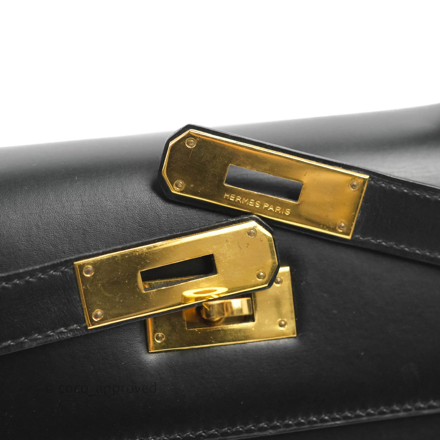 Hermès Kelly 28 Vintage Sellier Black Box Leather Gold Hardware