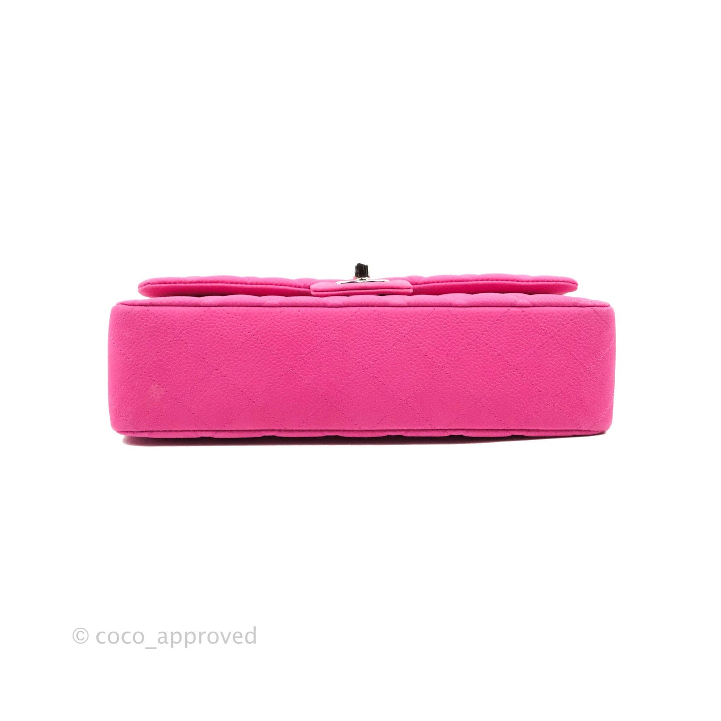Chanel Classic M/L Medium Flap Quilted Pink Matte Caviar Silver Hardware