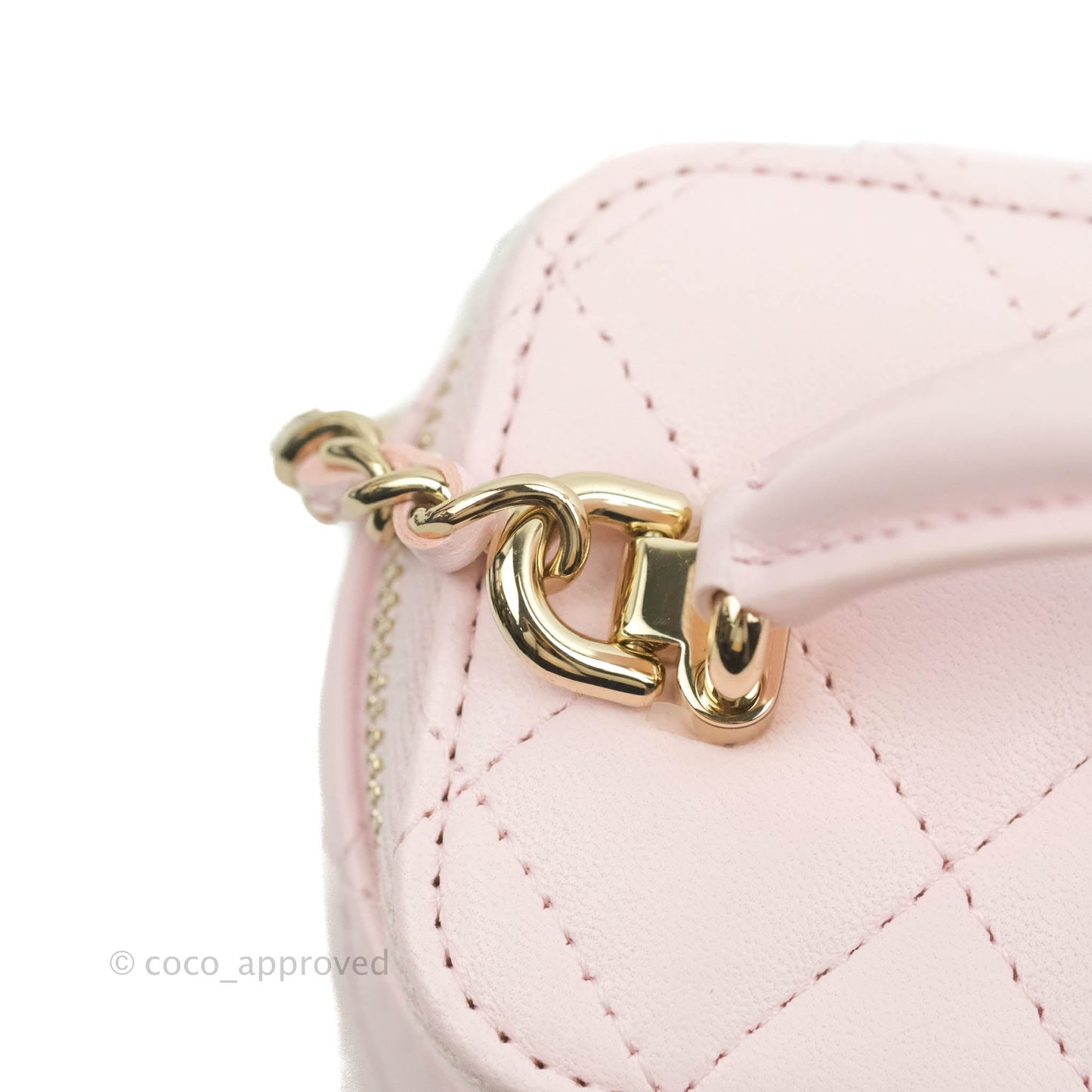 Chanel Mini Top Handle Vanity With Chain Light Pink Lambskin Gold Hardware