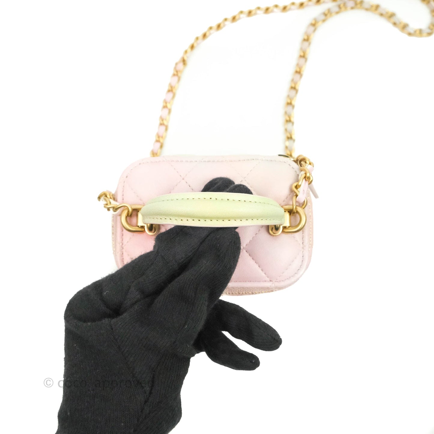 Chanel Mini Top Handle Vanity With Chain Rainbow Lambskin Aged Gold Hardware