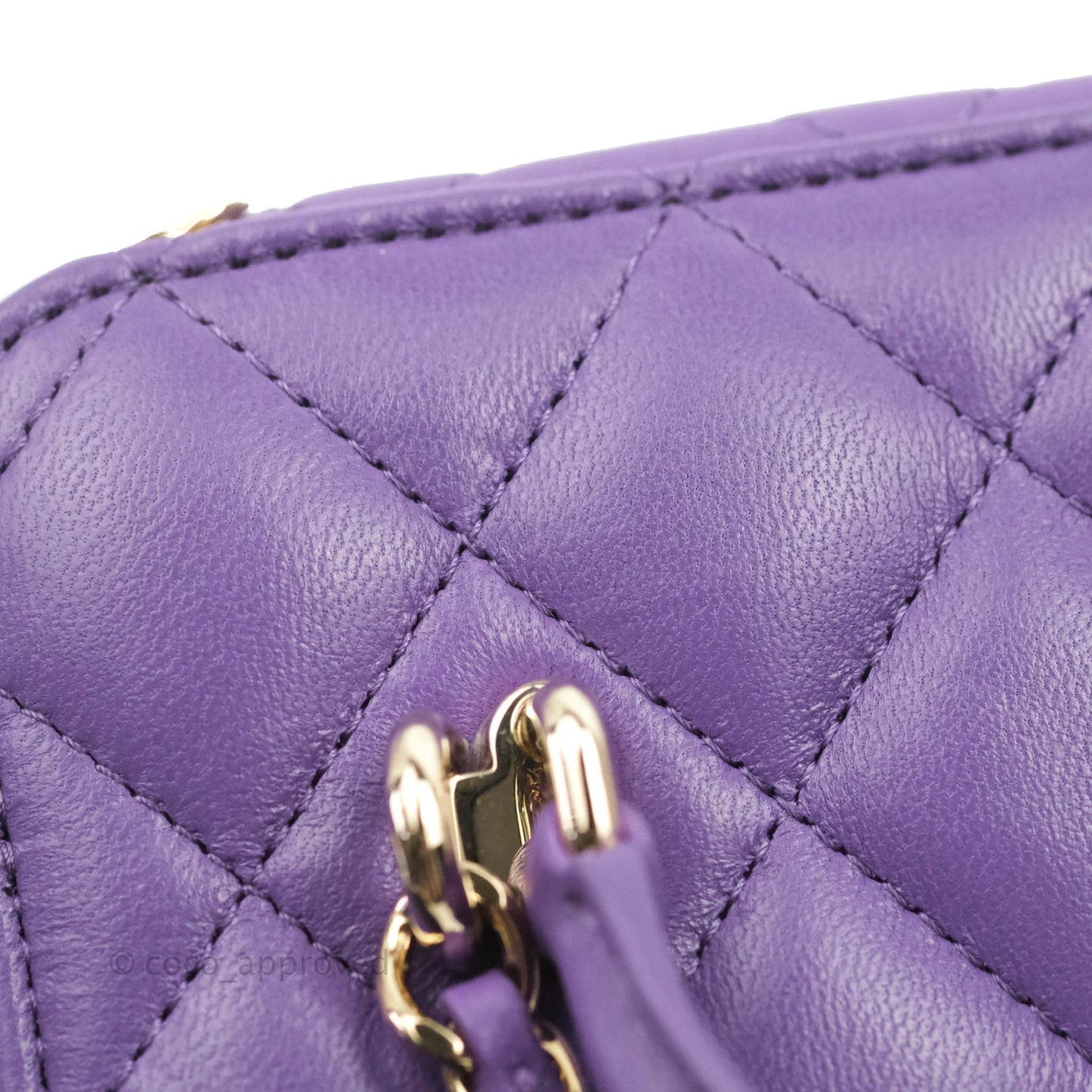 Chanel Classic Vanity Rectangular Top Handle With Chain Purple Lambskin Gold Hardware