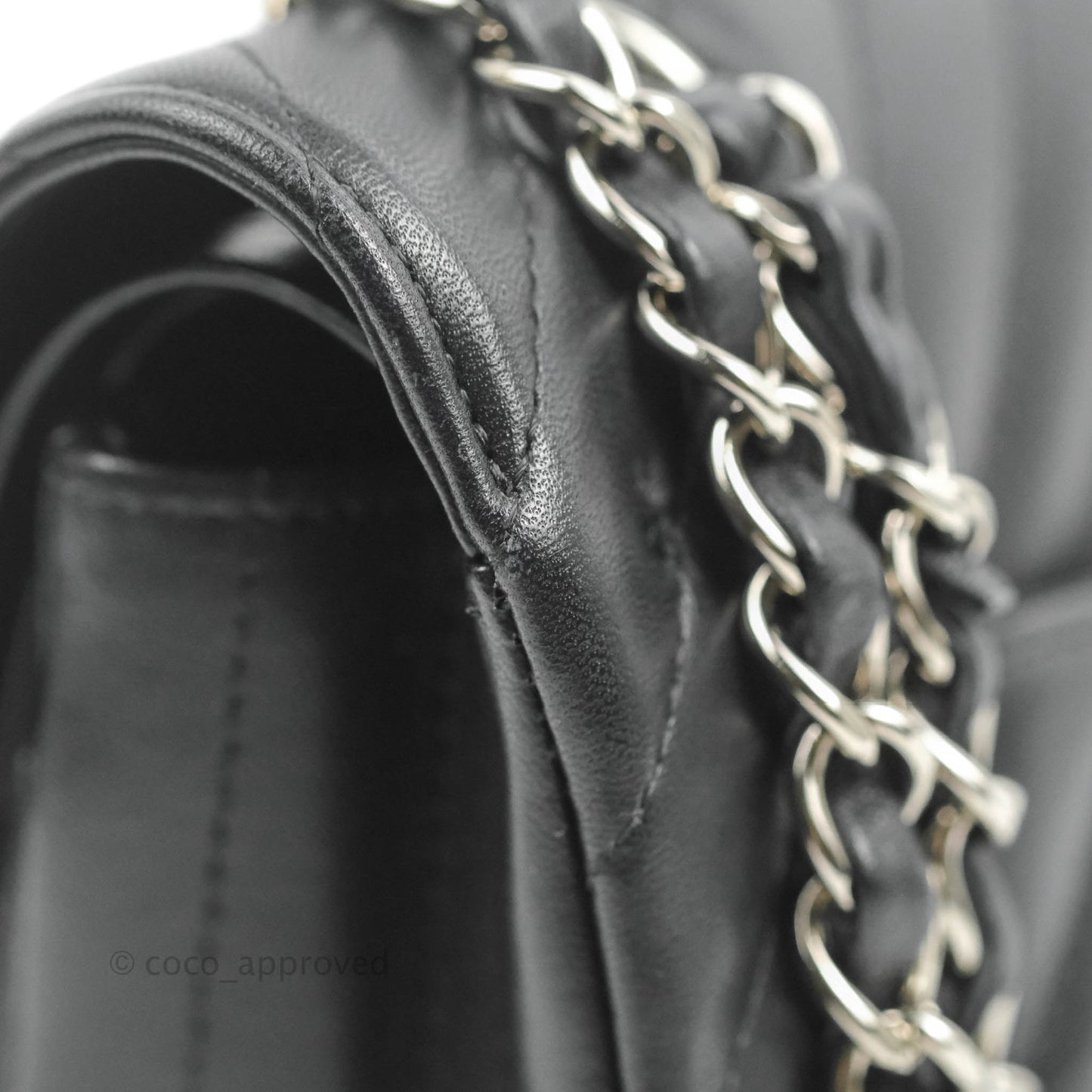 Chanel Classic Chevron S/M Small Double Flap Black Lambskin Silver Hardware