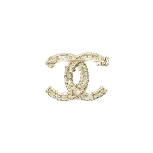Chanel Camellia Crystal Brooch Gold Tone 22C