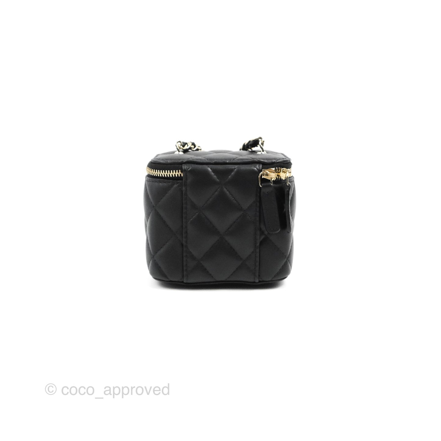 Chanel Mini Ball Crush Vanity With Chain Black Lambskin Gold Hardware