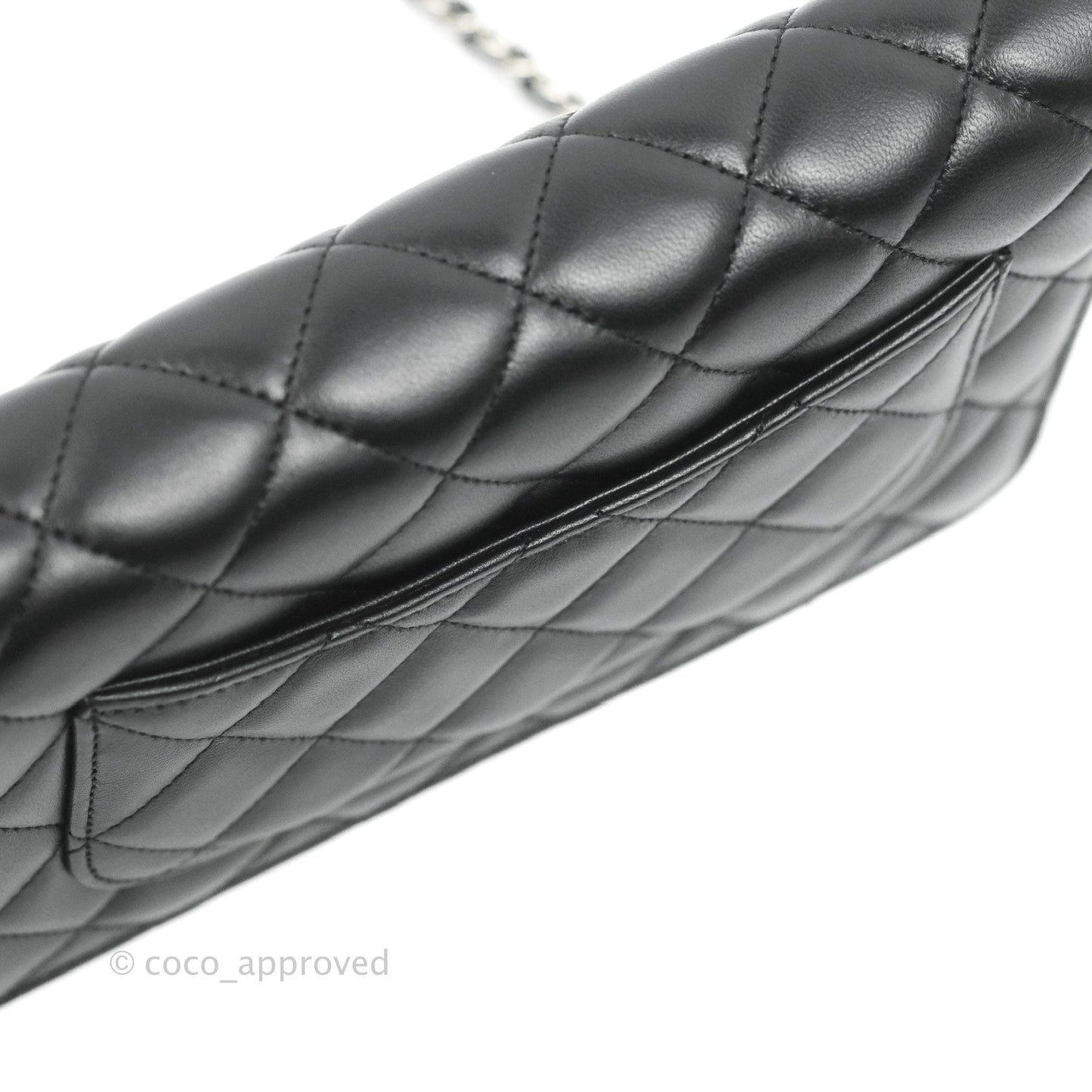 Chanel Quilted Wallet on Chain WOC Black Lambskin Silver Hardware