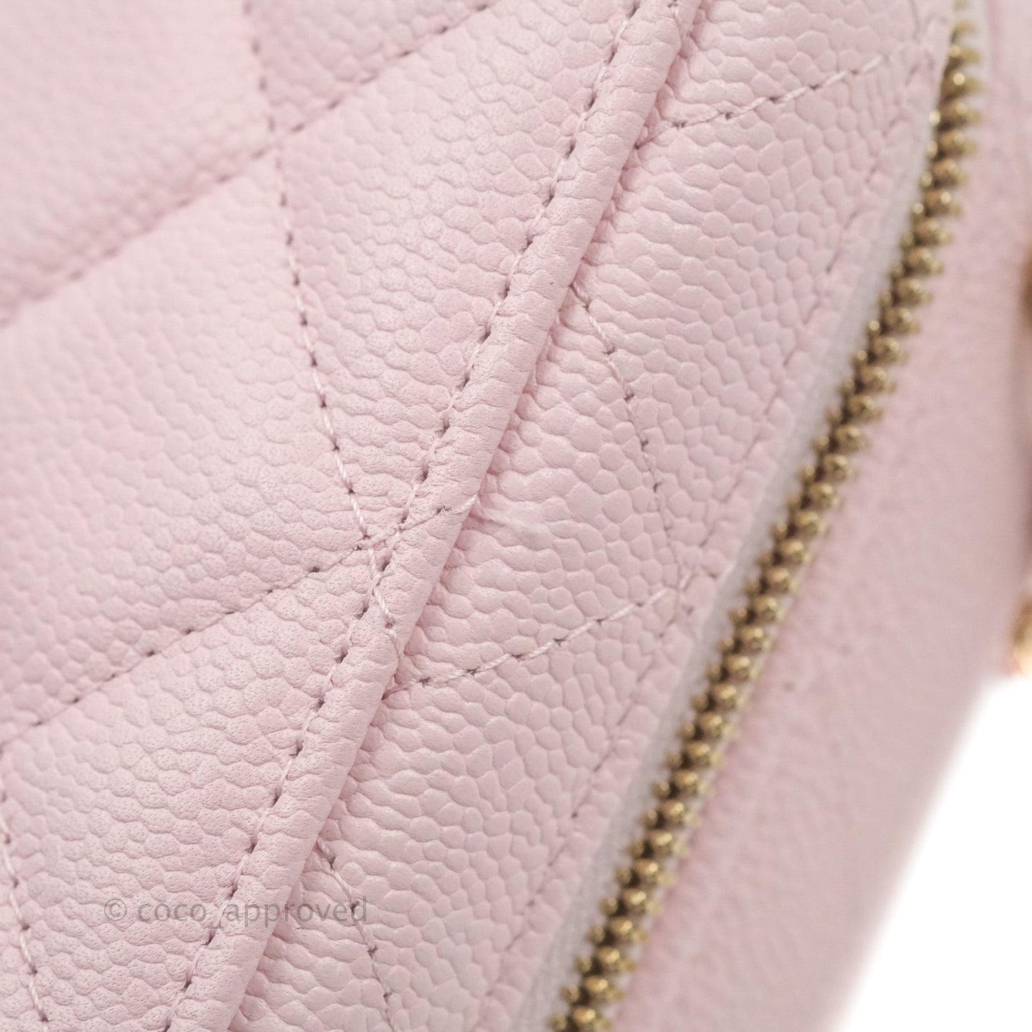 Chanel Quilted Top Handle Vanity Case Caviar Light Pink Gold Hardware