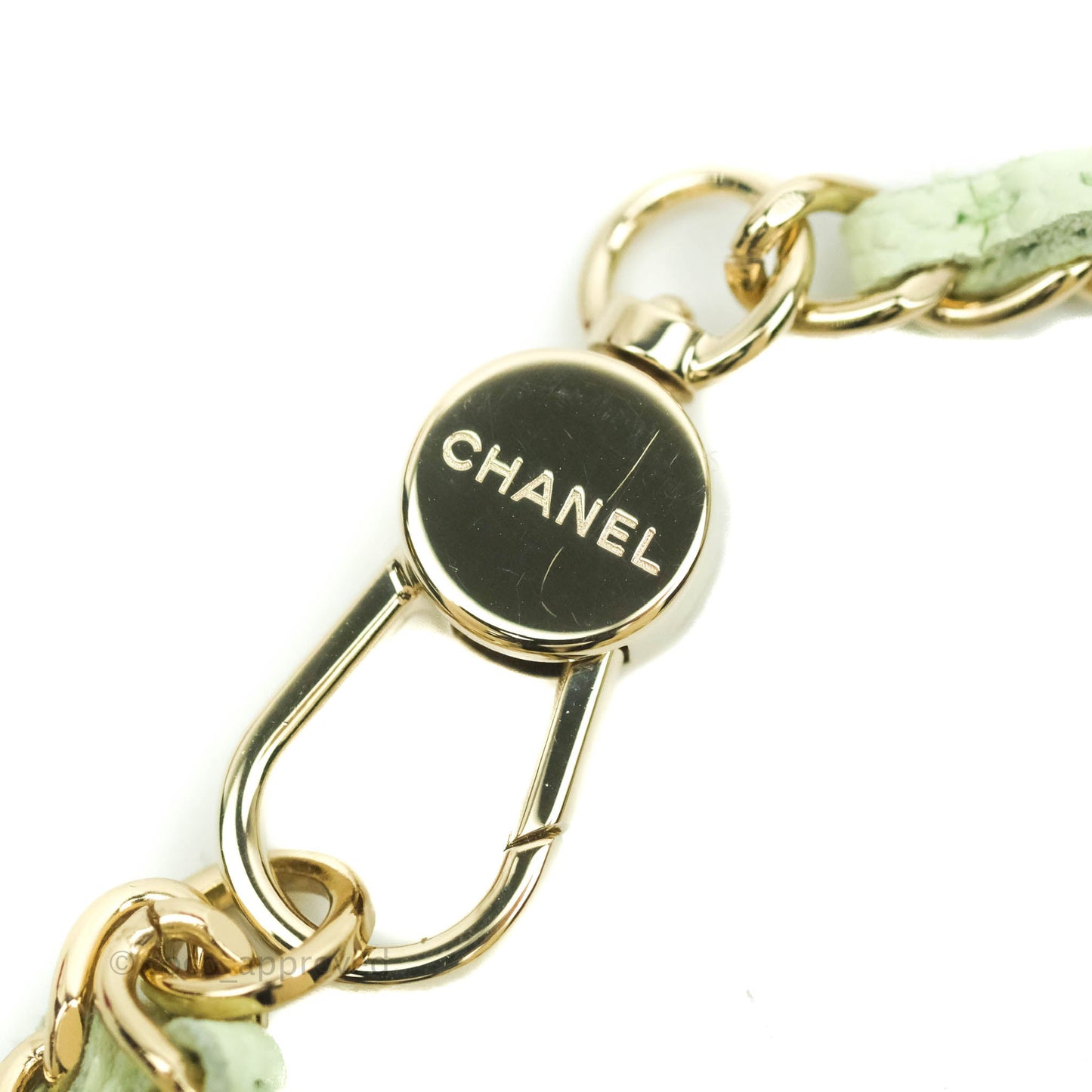 Chanel Mini Card Holder Chain Belt Bag Light Green Caviar Gold Hardware 21B