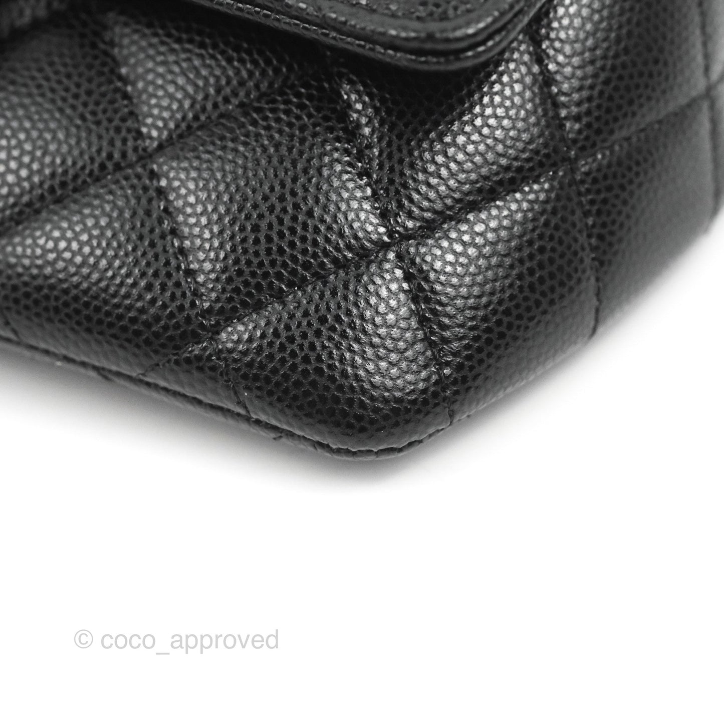 Chanel Quilted Case With Chain Black Caviar Gold Hardware