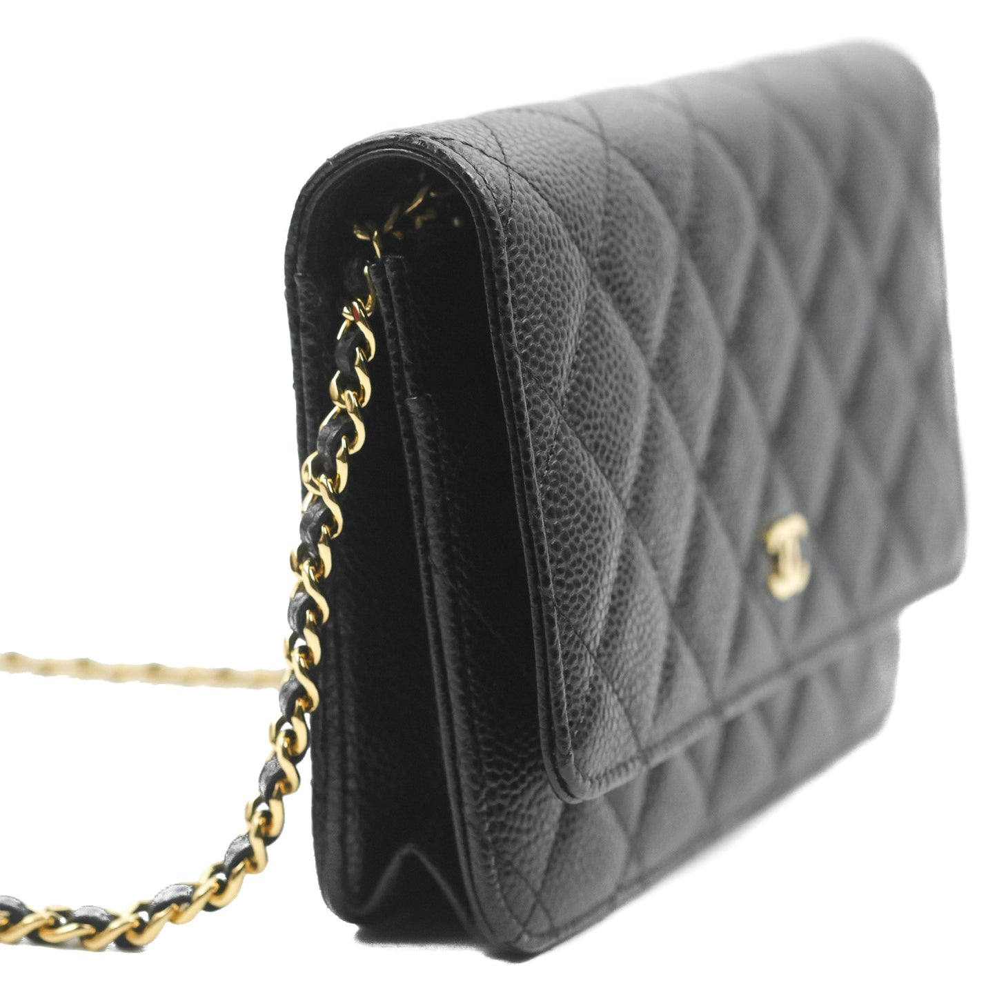 Chanel Quilted CC Chain Wallet on Chain WOC Black Caviar Gold Hardware