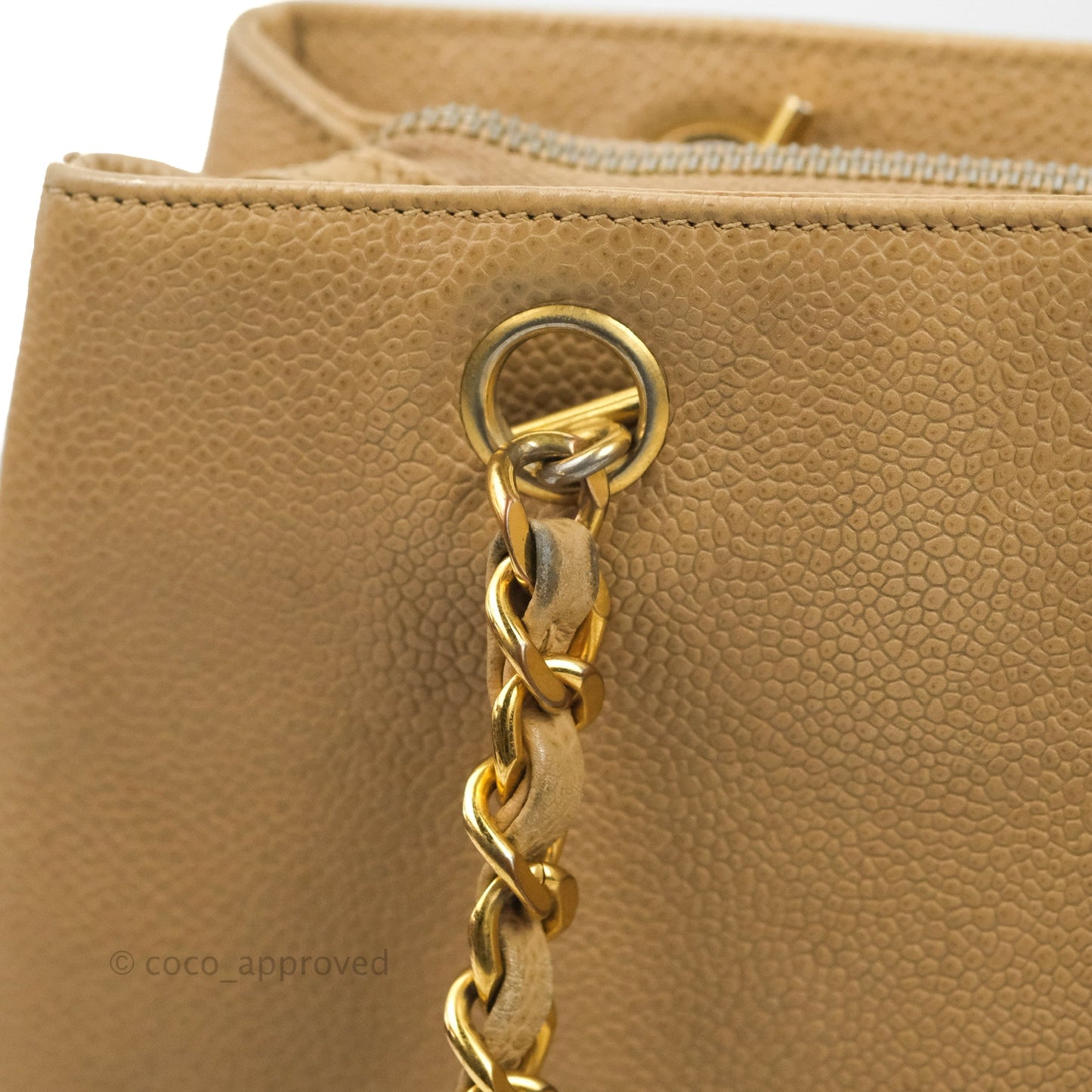 Chanel Vintage Tote Beige Caviar 24K Gold Hardware