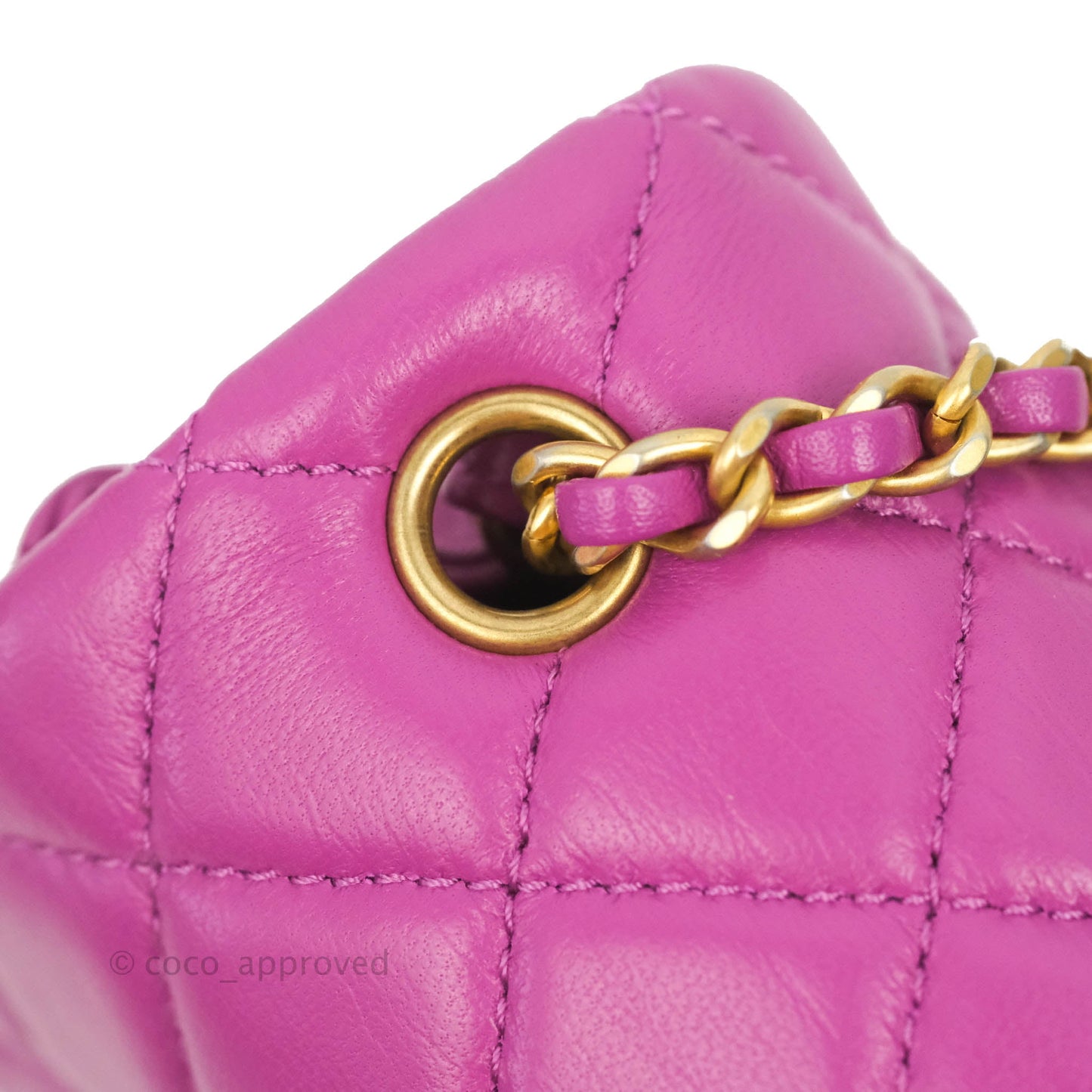 Chanel Mini Rectangular Pearl Crush Quilted Purple Lambskin Aged Gold Hardware