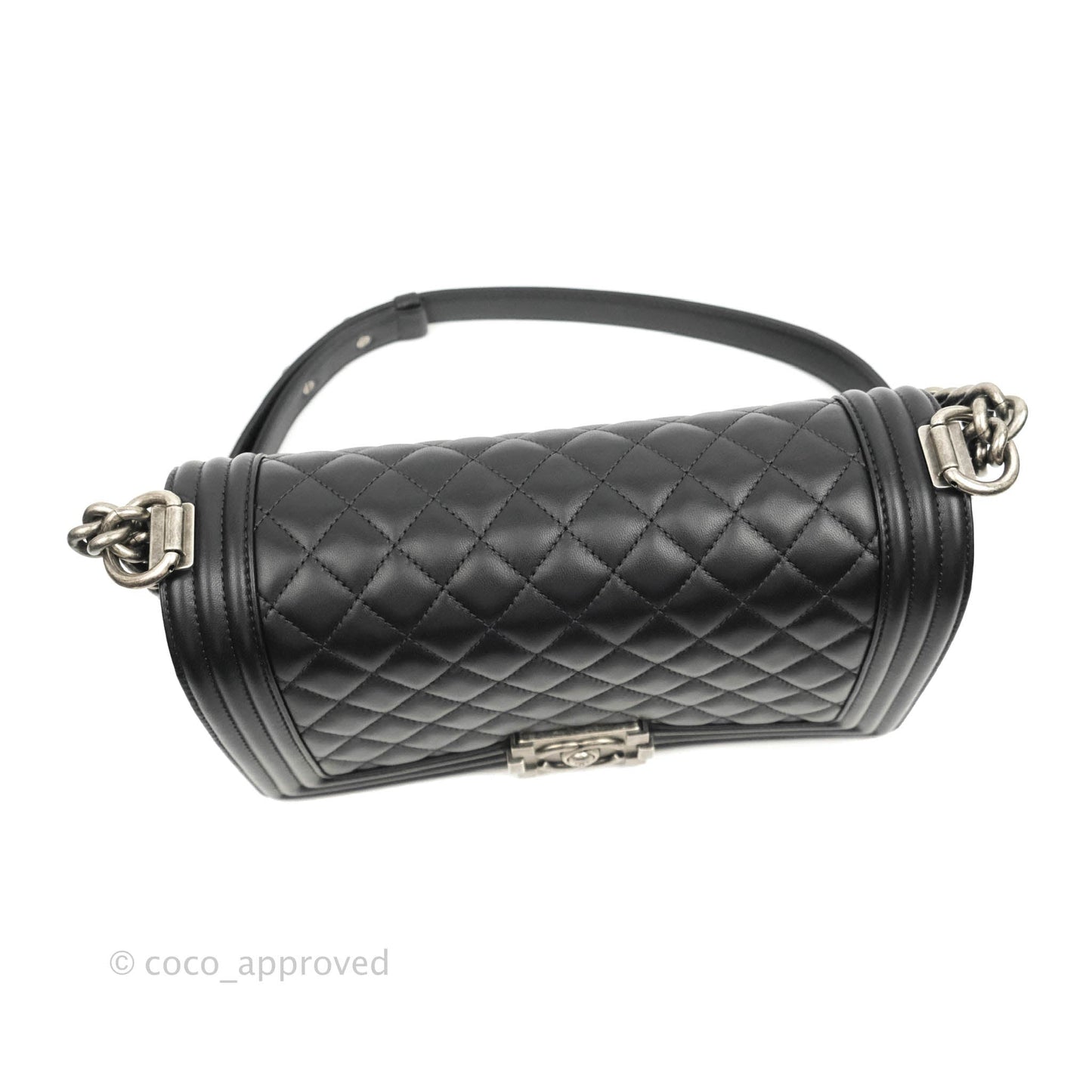 Chanel Quilted Medium Boy Black Lambskin Ruthenium Hardware