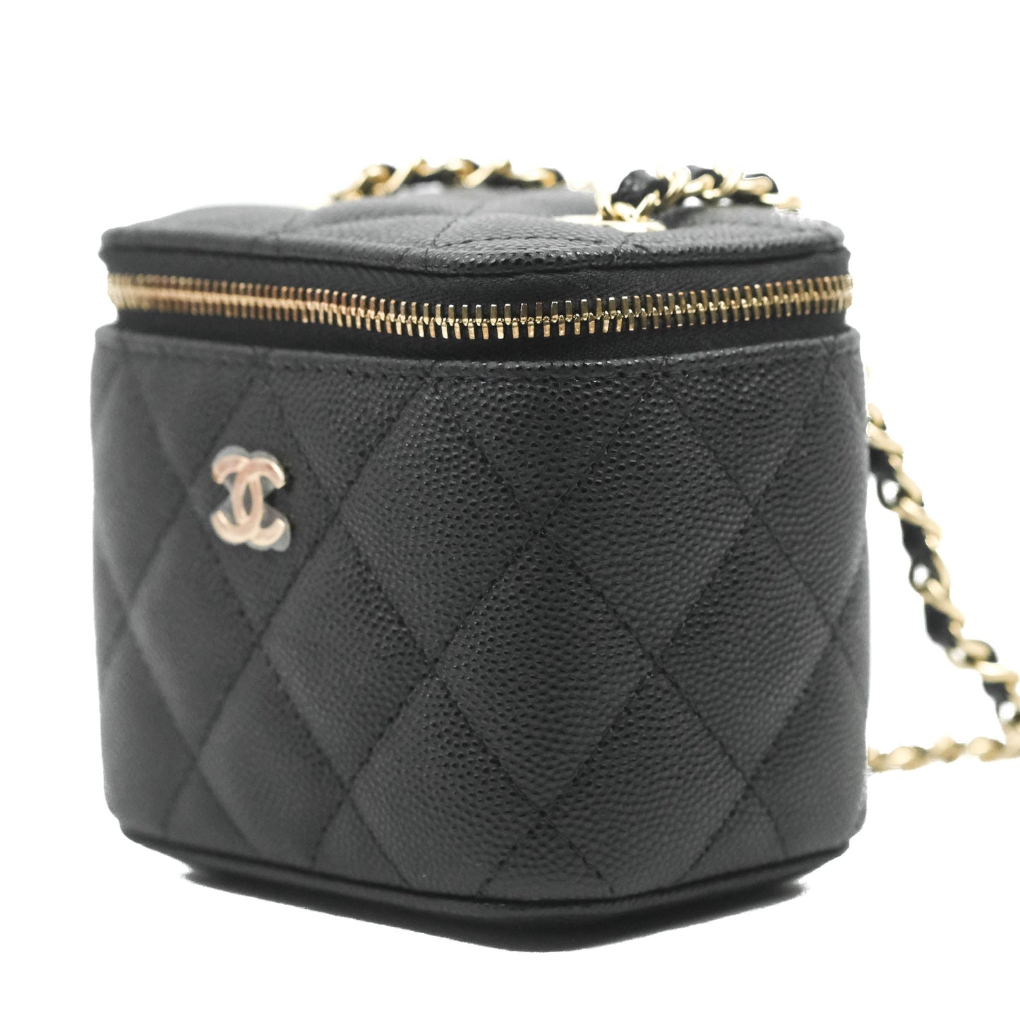 Chanel Mini Vanity With Chain Black Caviar Gold Hardware