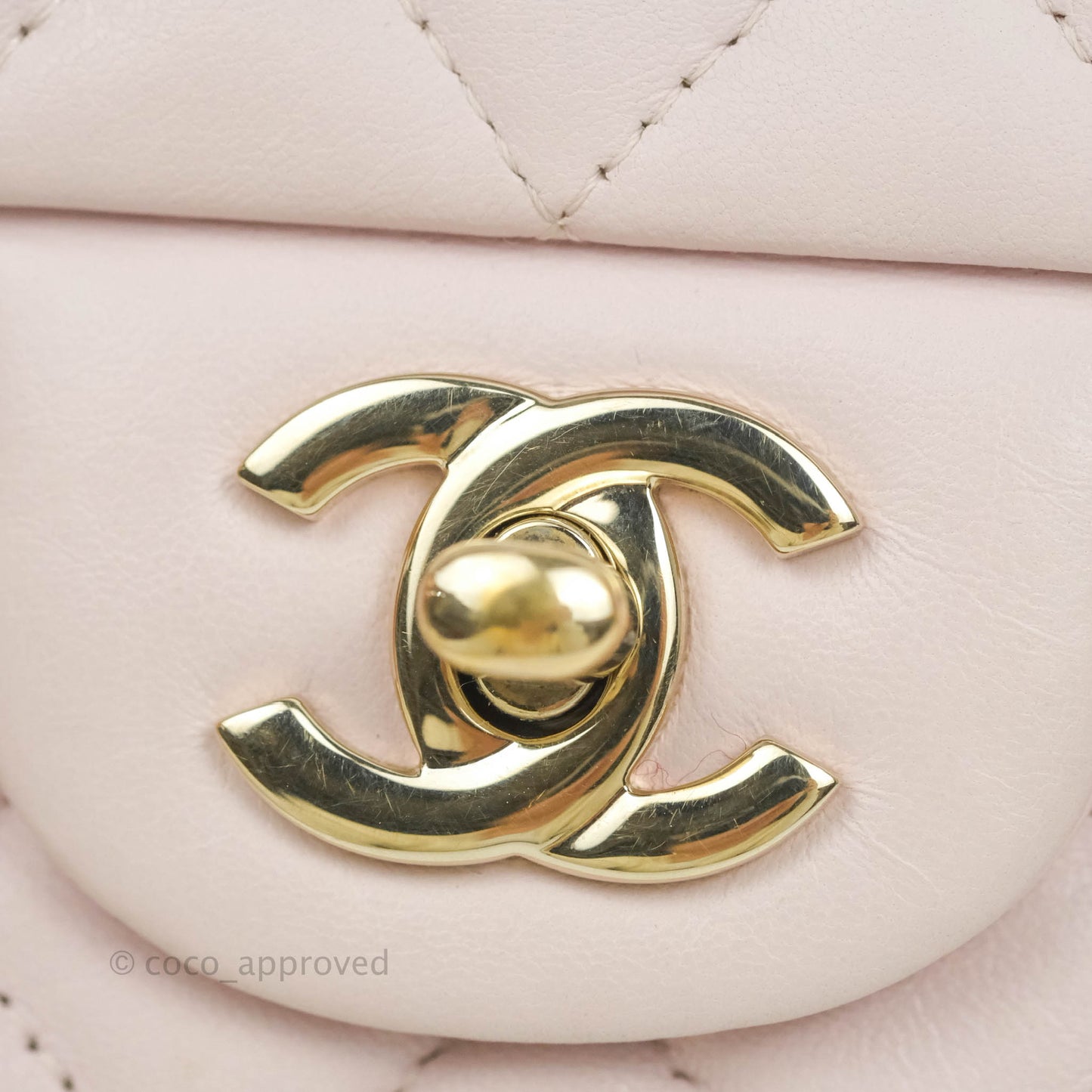 Chanel Quilted Mini Rectangular Flap Pale Pink Lambskin Gold Hardware