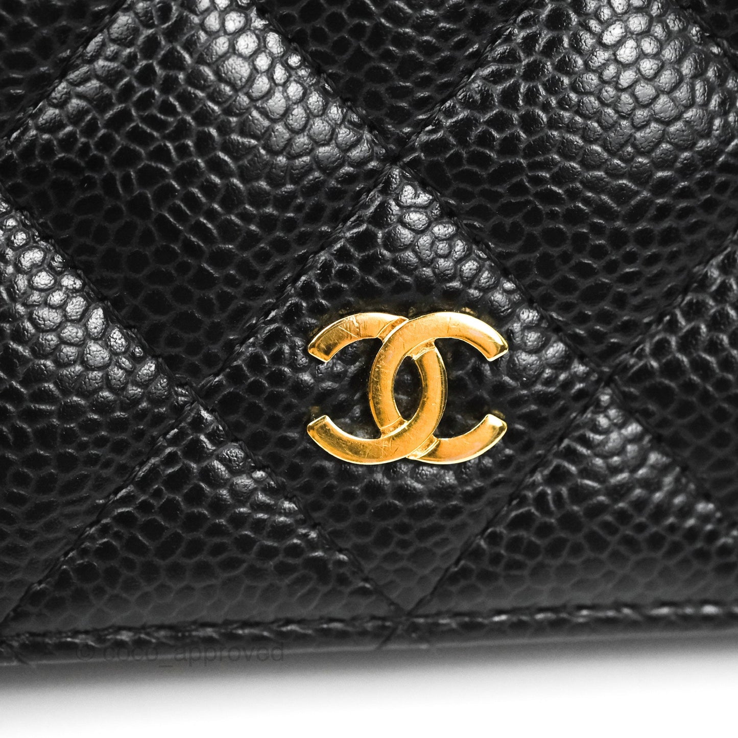 Chanel Quilted Yen Wallet Black Caviar Gold Hardware