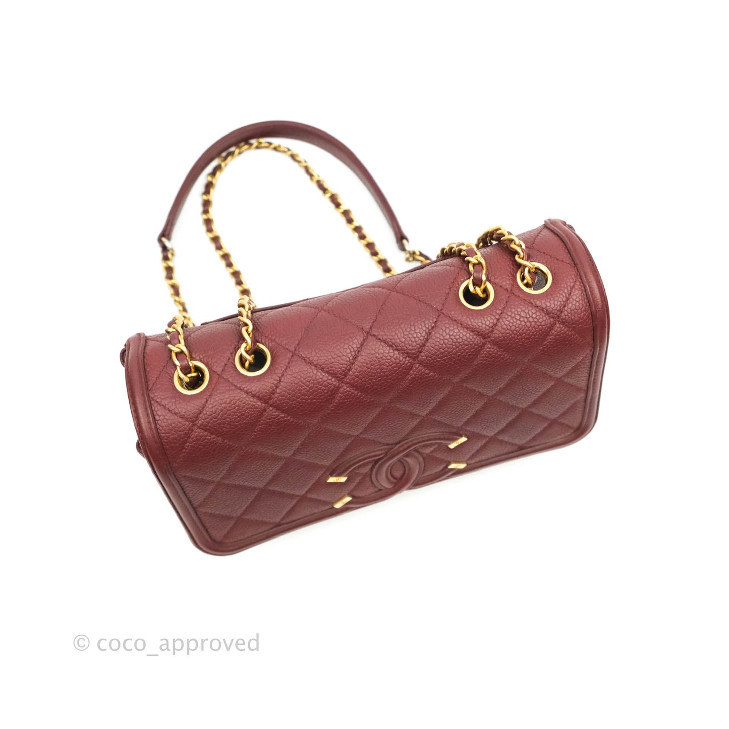 Chanel Quilted Small CC Filigree Flap Burgundy Caviar