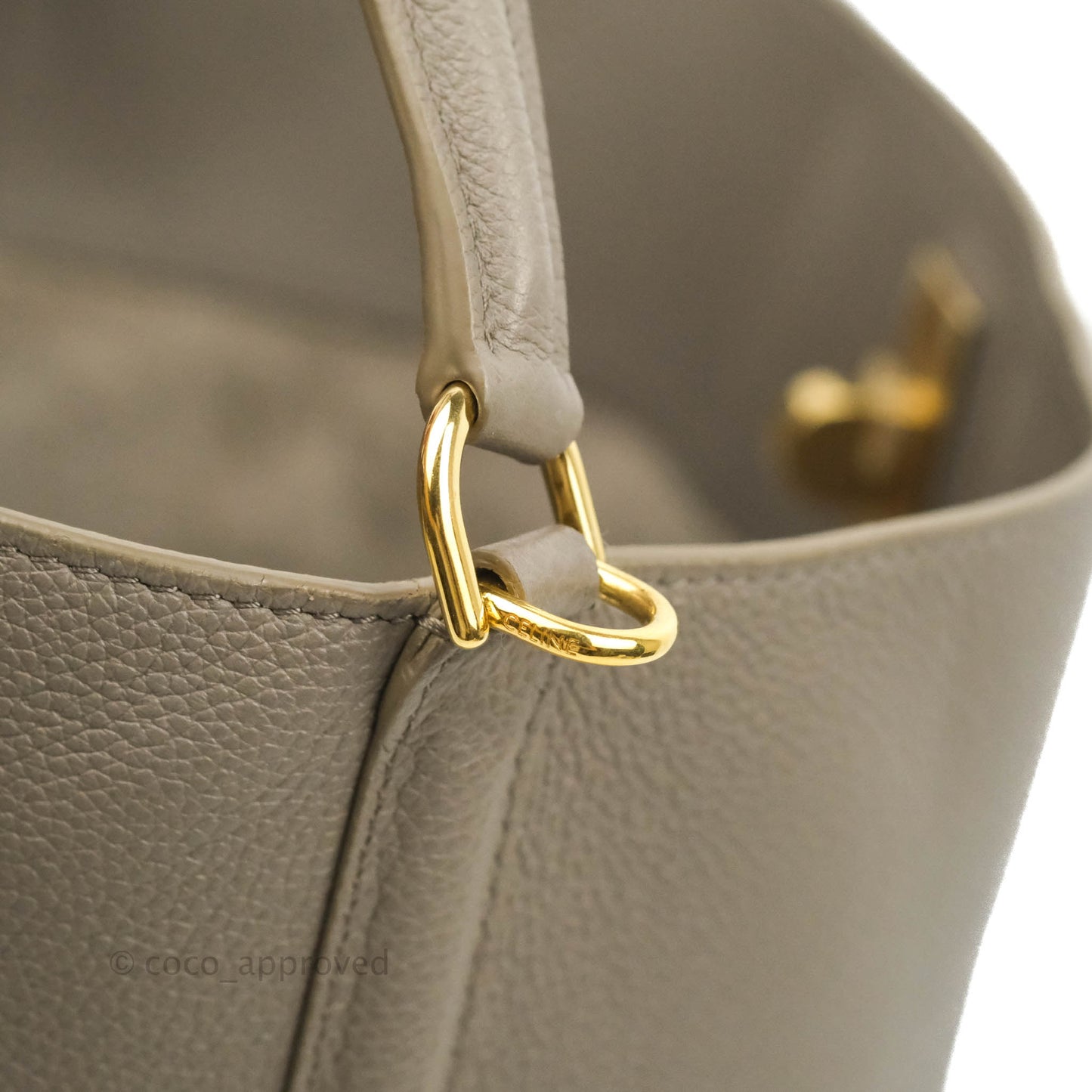 Celine Bucket 16 Bag in Supple Grained Calfskin Pebble Gold Hardware