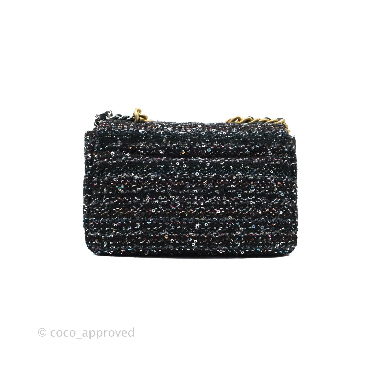 Chanel 19 Tweed Sequin Quilted Flap Black Multicolor