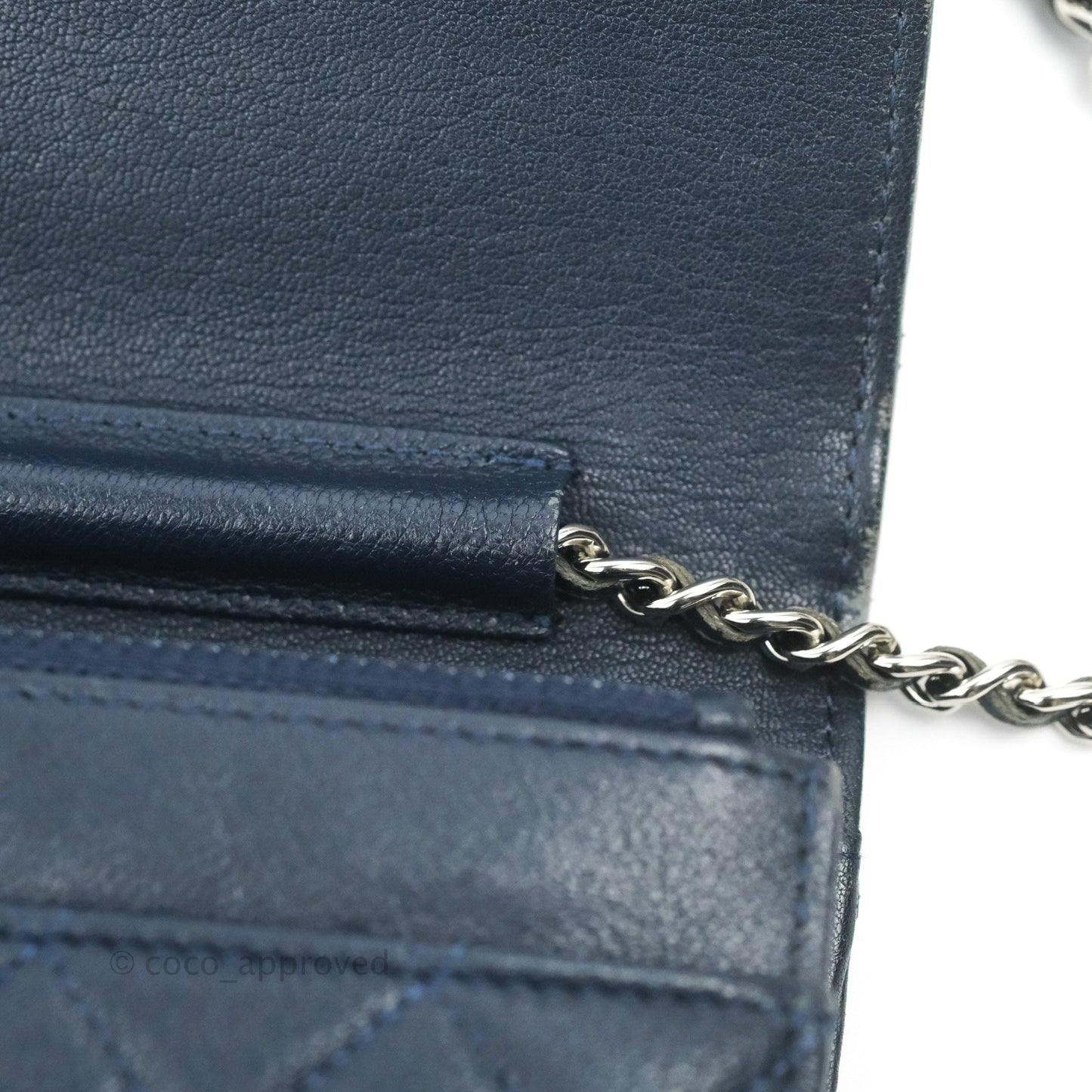 Chanel Urban Companion Wallet on Chain WOC Navy Calfskin Silver Hardware
