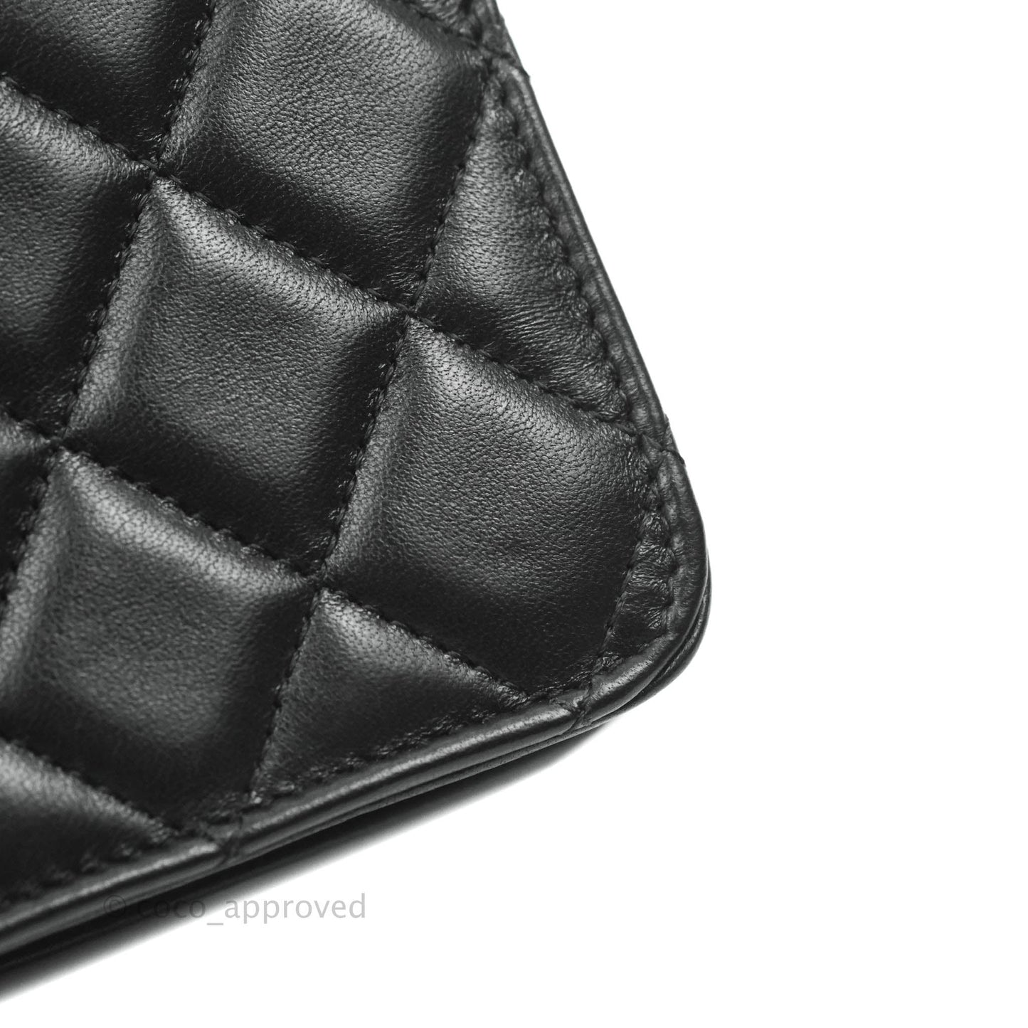 Chanel Mini Handle Flap Coin Purse With Chain Black Lambskin Gold Hardware