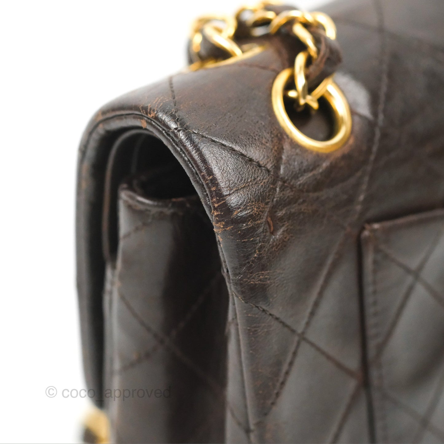 Chanel Vintage Small Classic Flap Brown Lambskin 24K Gold Hardware