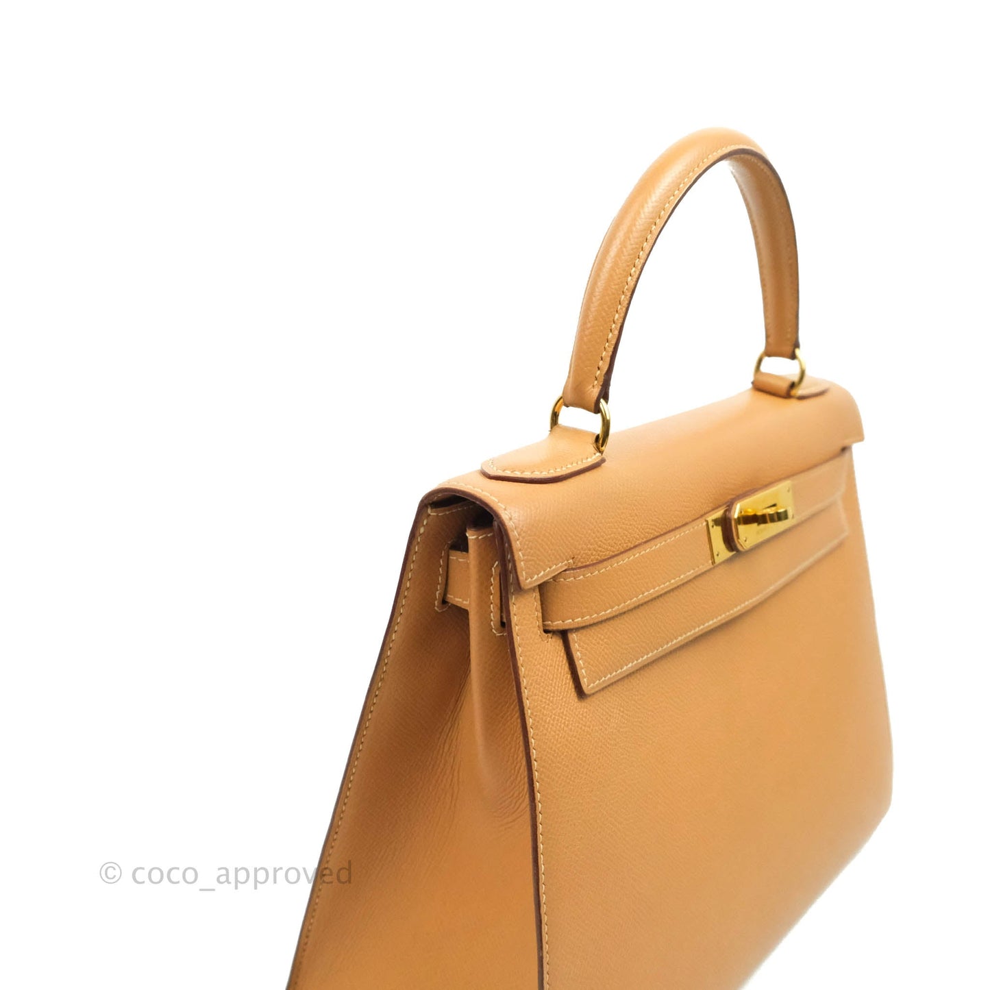 Hermès Vintage Kelly 28 Gold Natural Courchevel Sellier Gold Hardware